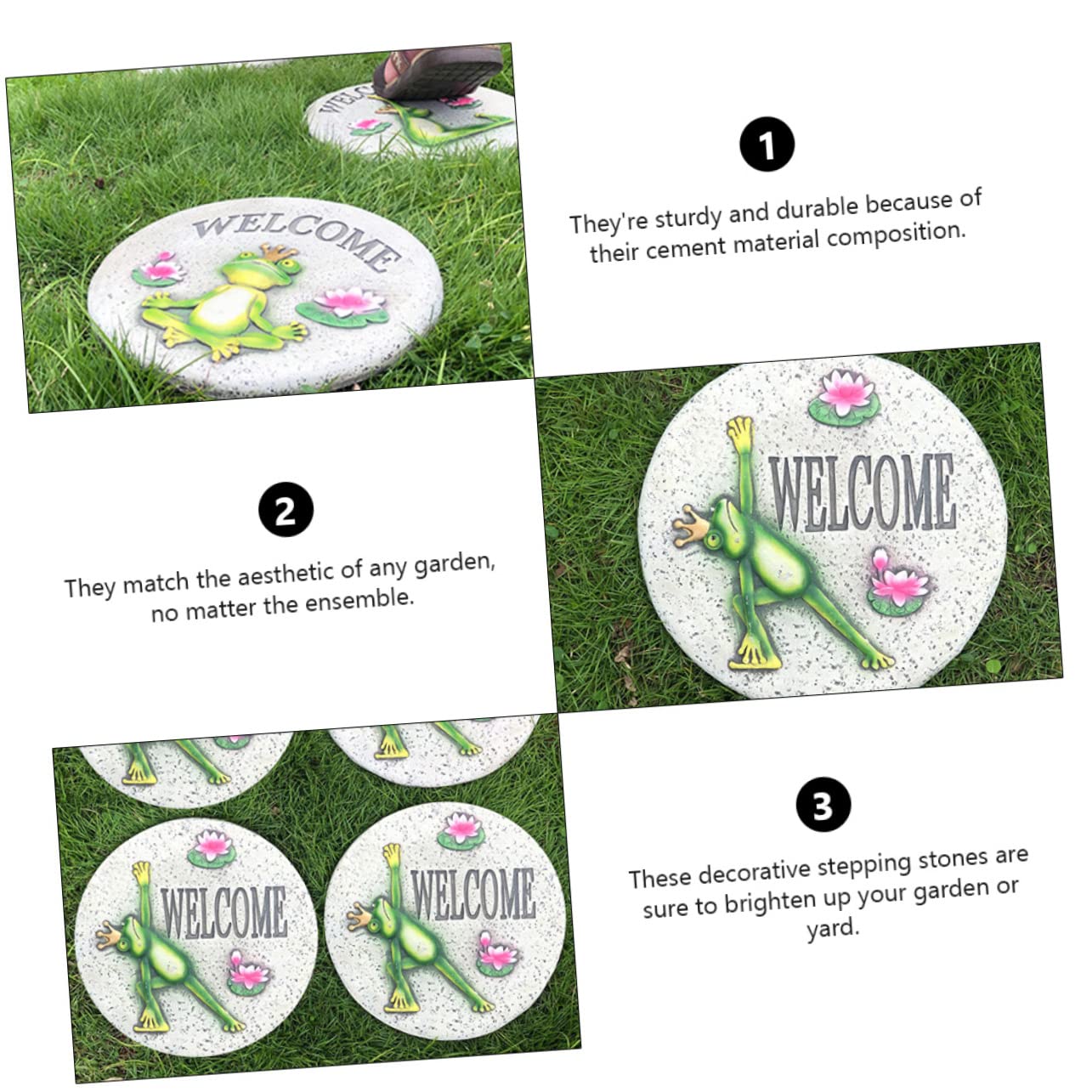 YARNOW Sassi Decorativi da Giardino in Cemento Verde per Prato, Pietre da Giardino Funzionali per Camminamento e Decorazione Esterna, per e Vialetti