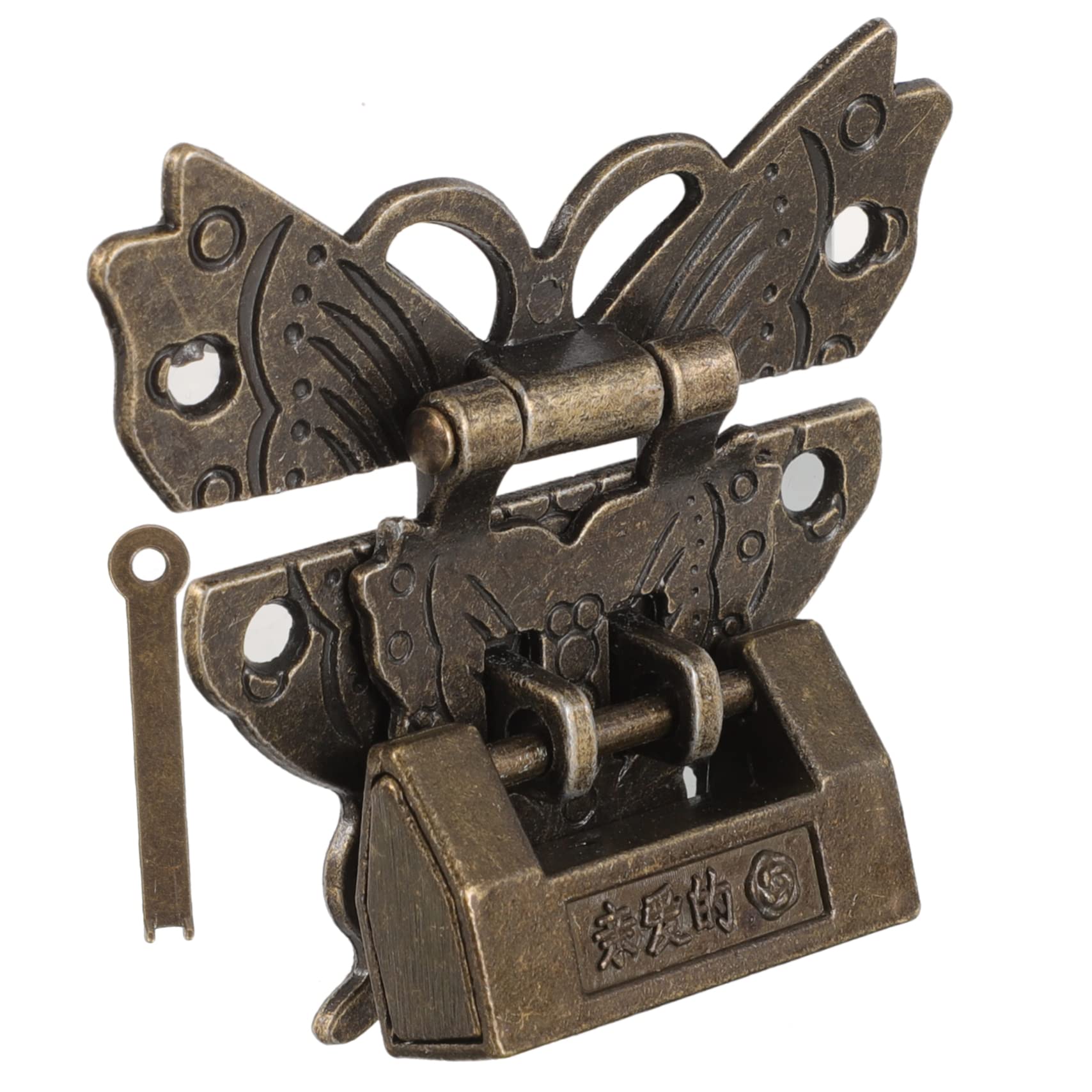 HOMSFOU 4 Set Serratura Antica Con Chiave Chiavistelli Tampone Elementi Bordo Arredamento Chiavistello Lucchetti Con Armadietti Retrò Mini Maniglia Grillo Armadietto Porta Lega Di Zinco