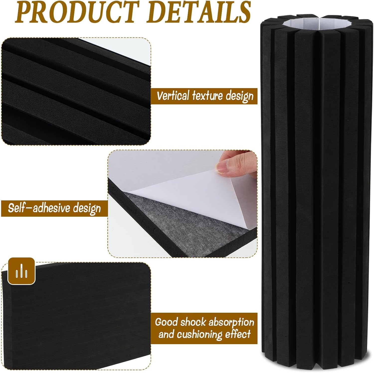 4-Pack Garage Wall Protector, 14.9”x7.8” Self-Adhesive EVA Foam Bumpers, Black Car Door Edge Guards for Parking, Wall Columns, Poles, Car Door & Bumper Collision Protection