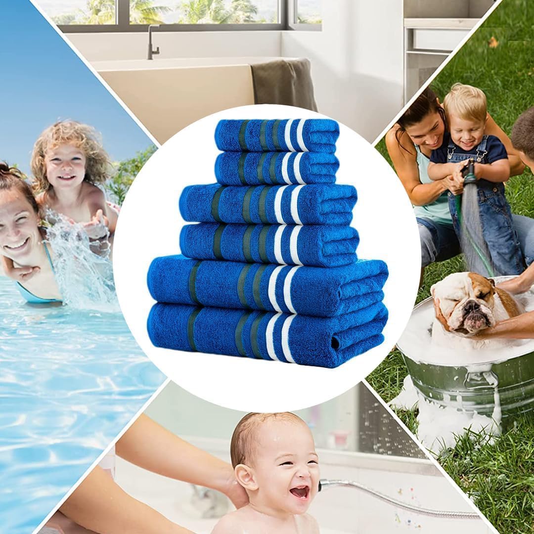 Casa Copenhagen Exotic Juego de Toallas de 6 Piezas – Azul Eléctrico, 525 g/m², 2 baño, 2 Toallas de Mano, 2 paños faciales, Hecho de Suave algodón Egipcio para baño, Cocina y Ducha