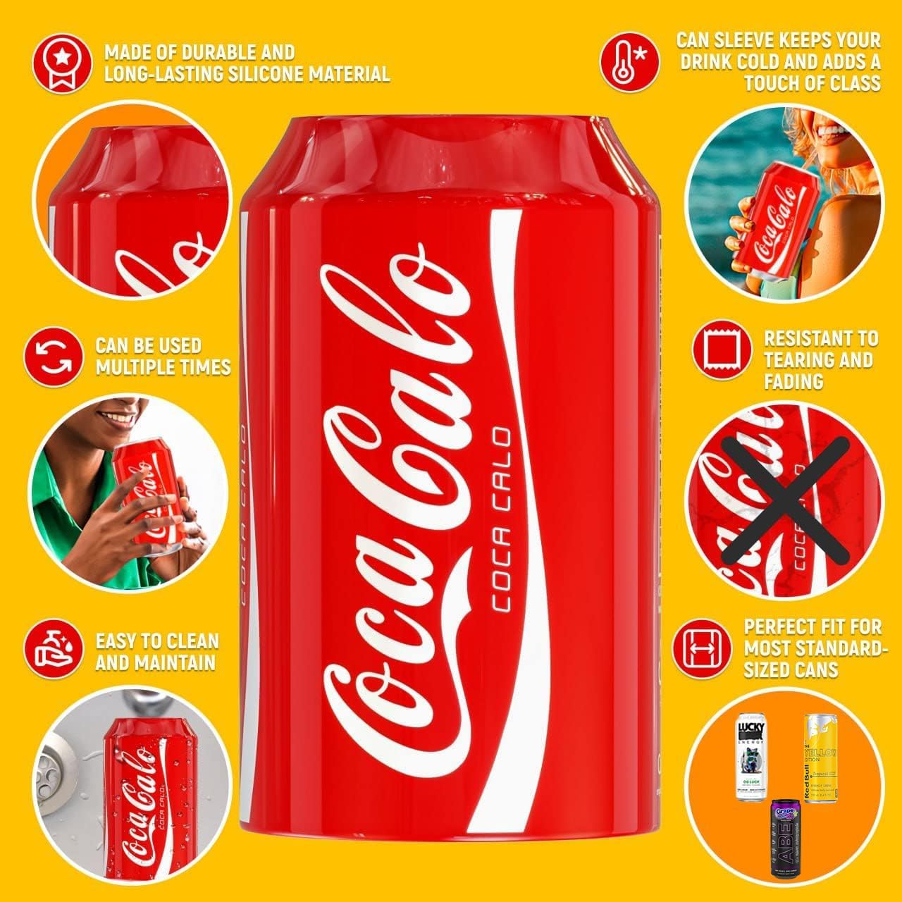 BeerSkin Skywin Silicone Can Covers that Look Like Soda - 10 Pack 12 oz (355ml), Reusable & Durable Soda Can Cover, Fun Kozies for Cans for Camping, Parties, Outdoor, Beach Accessories (Red)