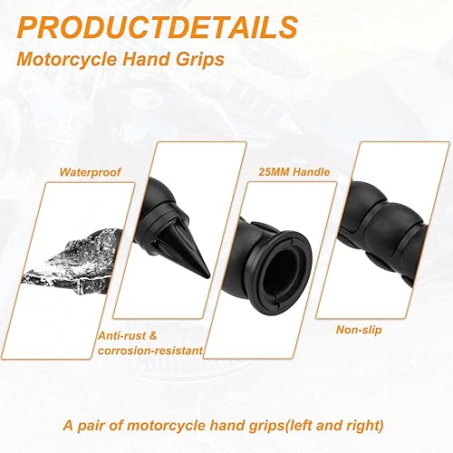 Miniatura 3 de LKV Empuñaduras de motocicleta CNC de 1 pulgada, agarre de mano con acelerador de cable, antideslizante, universal, compatible con Harley Davidson