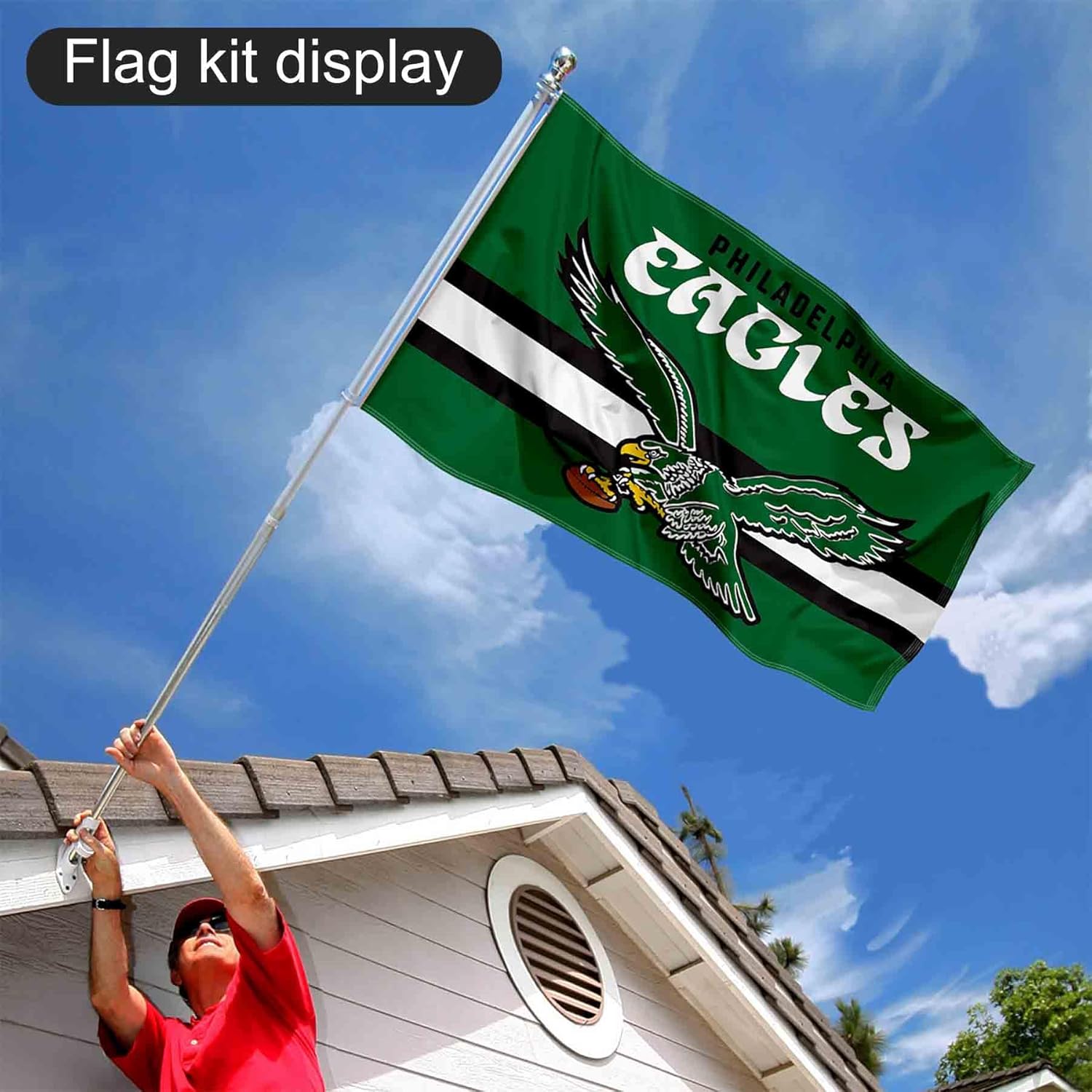 Philadelphia Eagles Throwback Vintage Retro Flag Pole and Bracket Mount Kit