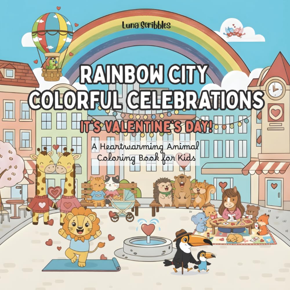 Rainbow City Colorful Celebrations: It's Valentine's Day!: A Heartwarming Coloring Books for Kids