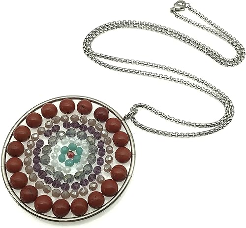 Miniatura 3 de EDEN'S CALL Collar de cuentas de piedra de cristal curativo, colgante de piedra de cuarzo recubierto de titanio con cadena