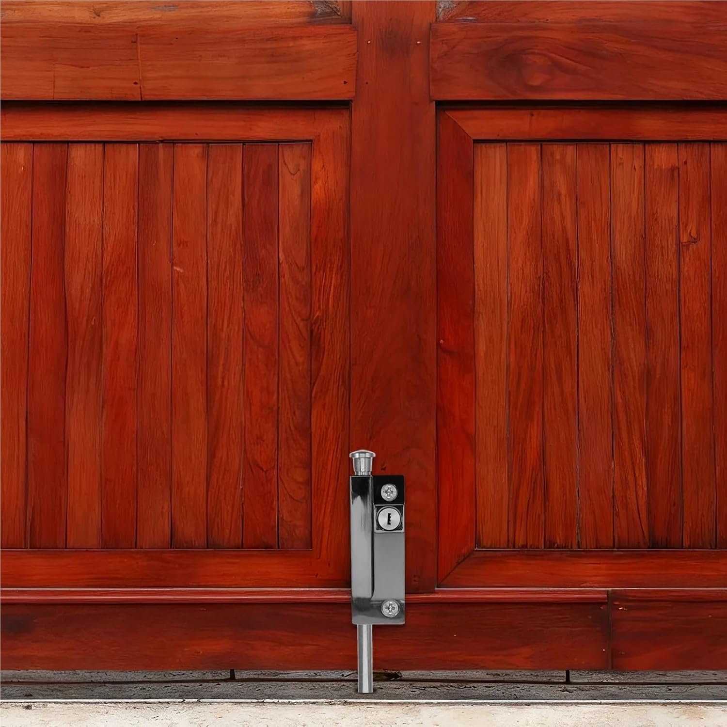 Sliding Door Lock 2 Set Surface Mount Spring Latch Door Lock Metal Floor Bolt for Office Hotel Sliding Hinged Doors(Black)