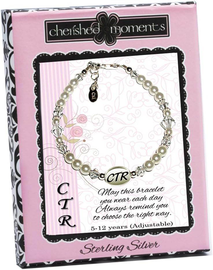 Cherished Moments .925 Sterling Silver Child's CTR Bracelet or Necklace for Girls with Simulated Pearls and Crystals (5-12 years)