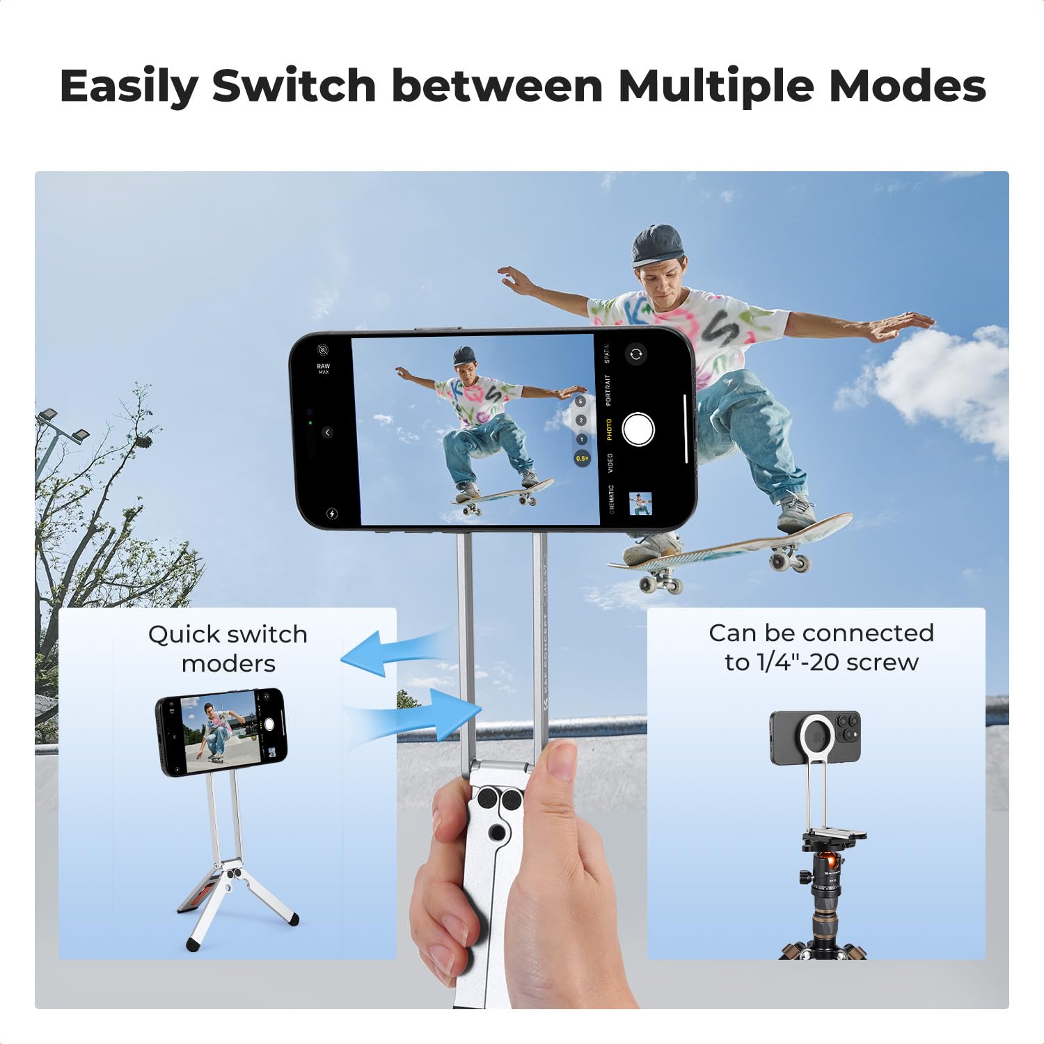 K&F CONCEPT Magnetyczny statyw do telefonu, uchwyt na smartfon, stojak na biurko, magnetyczny statyw ścienny kompatybilny z MagSafe, kompaktowy stojak do selfie do iPhone'a serii 17/16/15/14/13/12