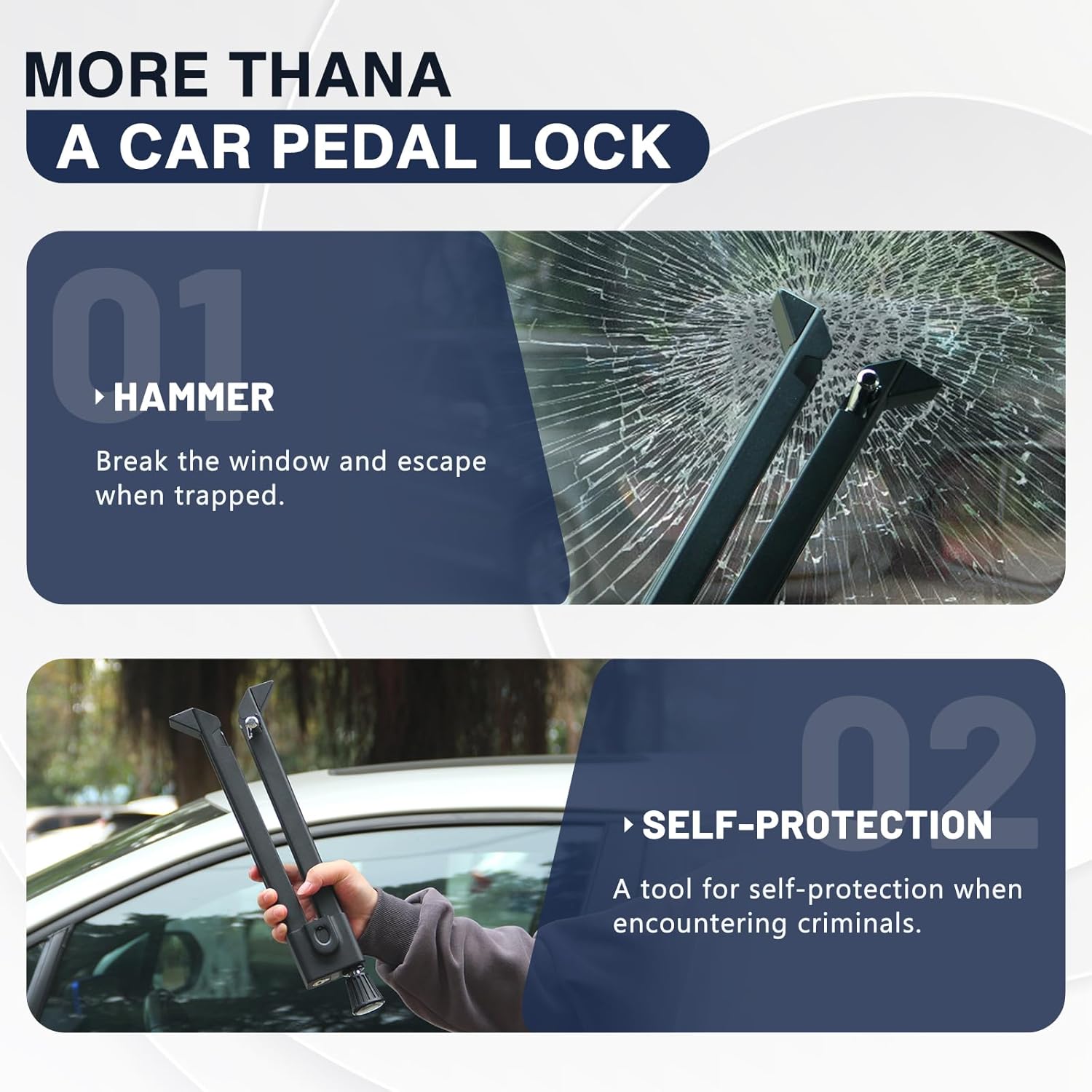 Brake Pedal Lock, Car Anti Theft Device, Heavy-Duty Car Theft Prevention Device, Universal Car Clutch Pedal Lock for Car Truck SUV Van Security with 3 Keys(W15)