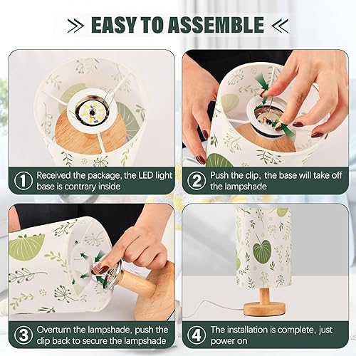 Miniatura 4 de Led Night Light Cylinder Table Lamp Modern Green Leaves Flowers Floral Lamps for Reading Homes