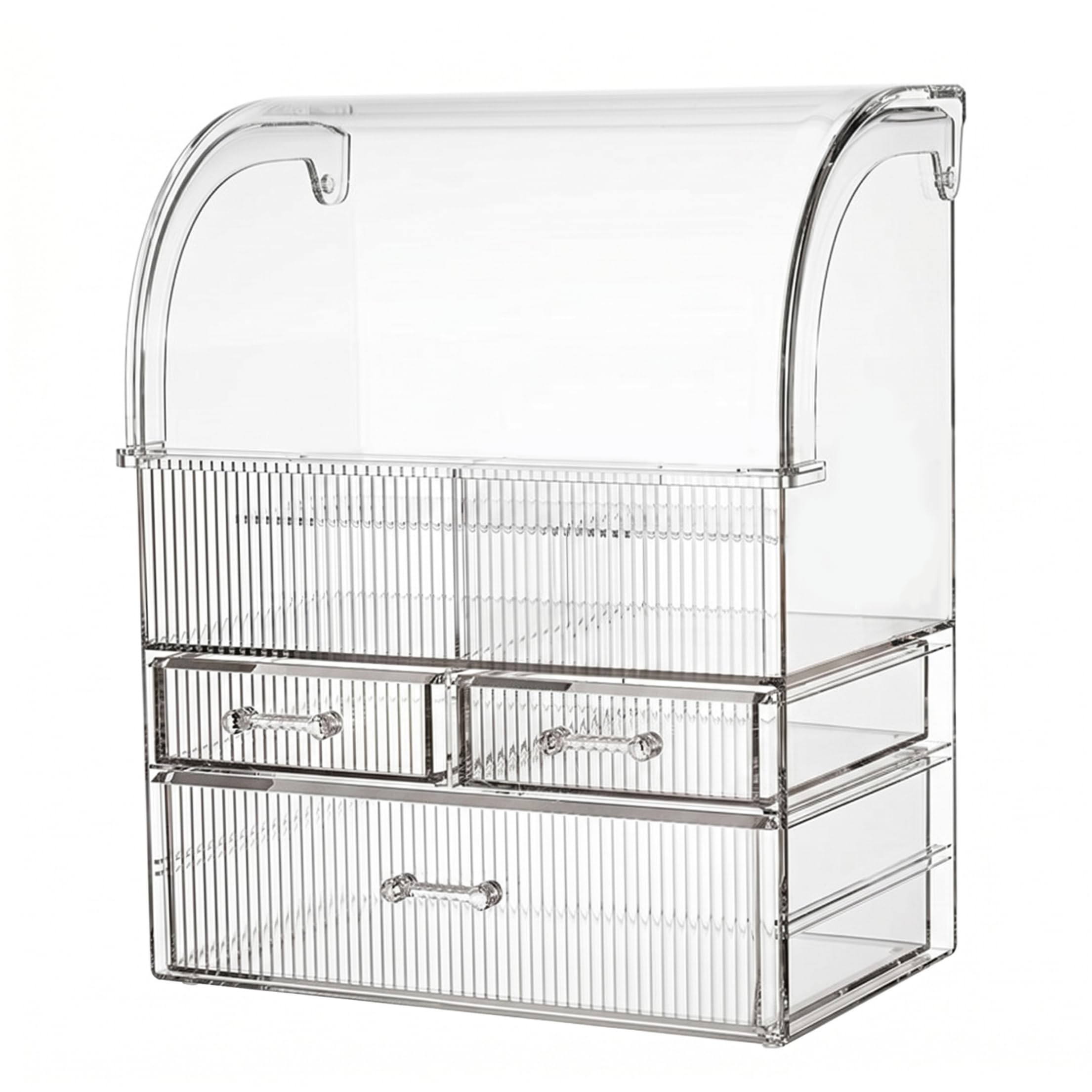 Organisateur vanité en acrylique anti-poussière à 3 niveaux de qualité supérieure