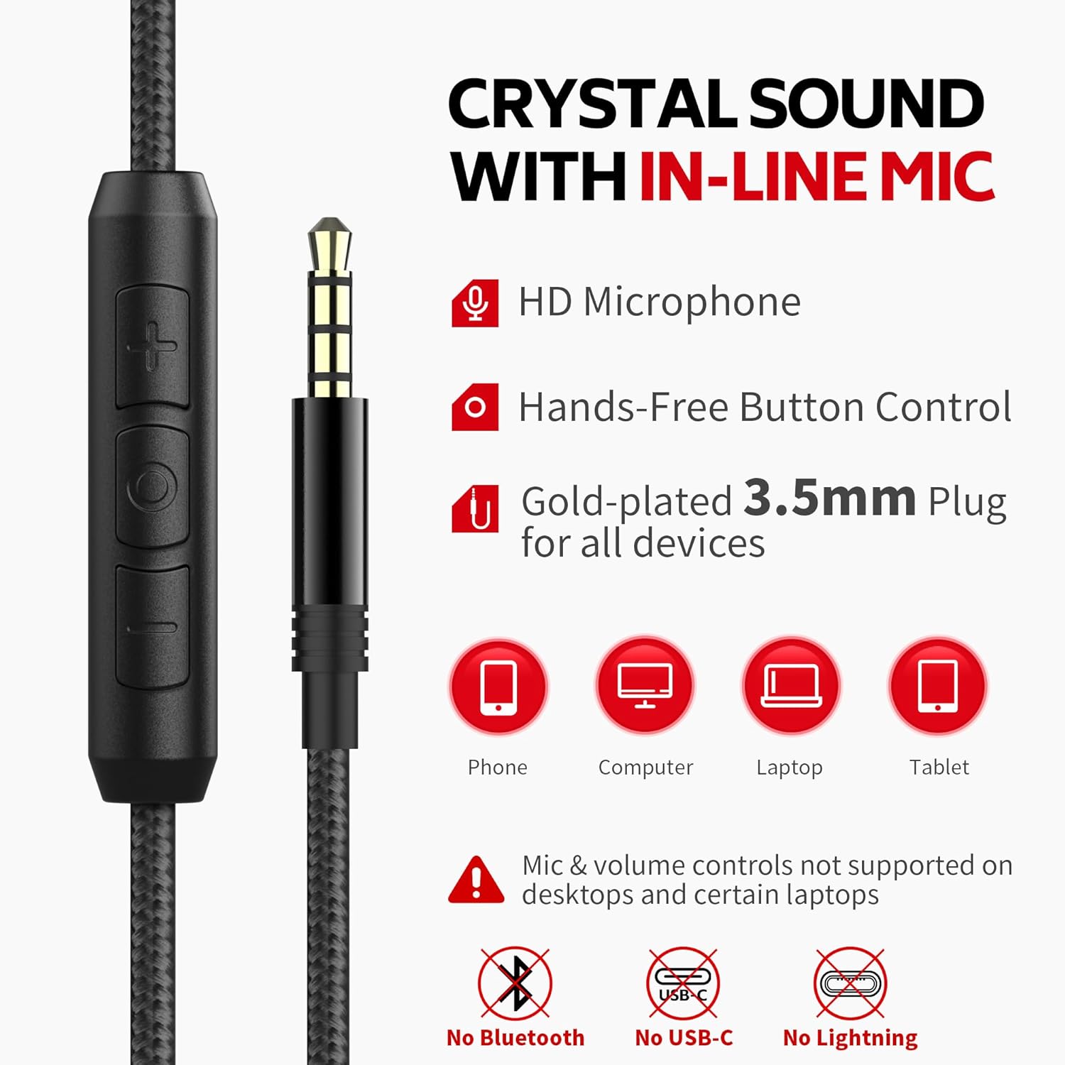 AC01 Headphones Wired Over Ear, Corded Stereo Headsets with Microphone Volume Control for Adults Teens Kids 3.5mm for Cellphones, Tablets, Laptop, Chromebook (Black Grey)