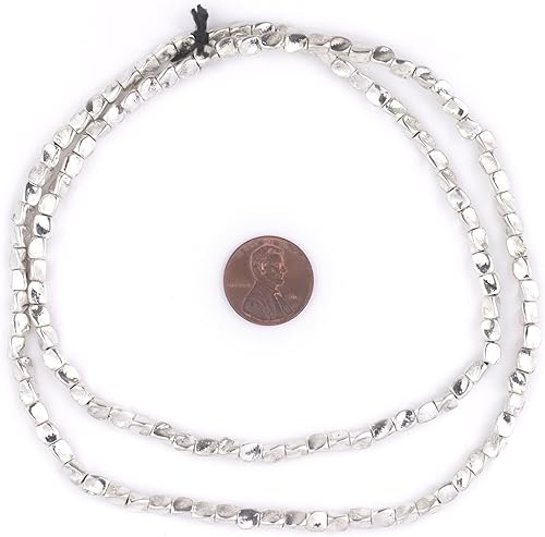 Miniatura 2 de TheBeadChest - Cuentas de pepita trenzadas de plata brillante de 0.157 pulgadas (0.157 in), hilo de metal blanco inusual de 24