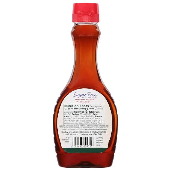 Maple Grove Farms Sugar-Free Pancake Syrup, Maple Flavor, 12 Ounce (Pack of 2)