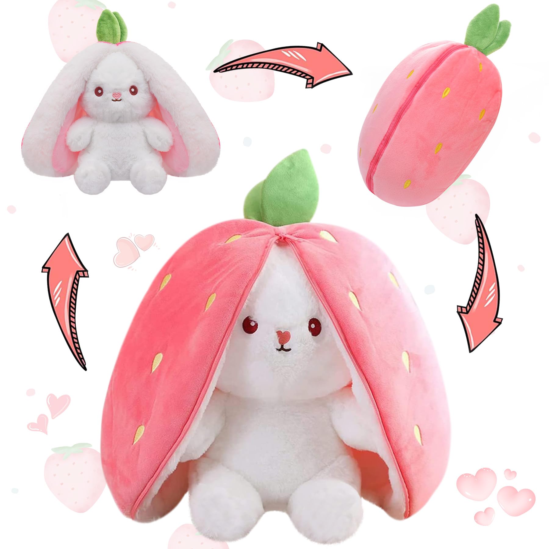 Amazon.com: MIAODAM Bunny Stuffed Animal Reversible Cuddle Bunny