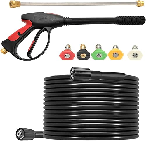 Kit de manguera de lavado a presión eléctrica de 26 pies y pistola y varilla de extensión para lavadoras a presión de gas y eléctricas, pistola de