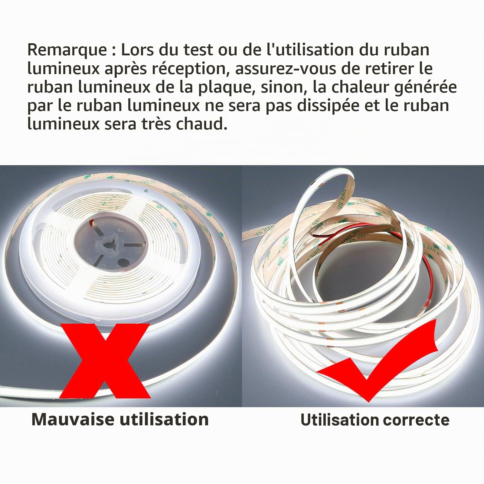 GOMING Diffus 24V 10M COB Ruban à LED Blanc Froid 6000K IP65 étanche 11W/M