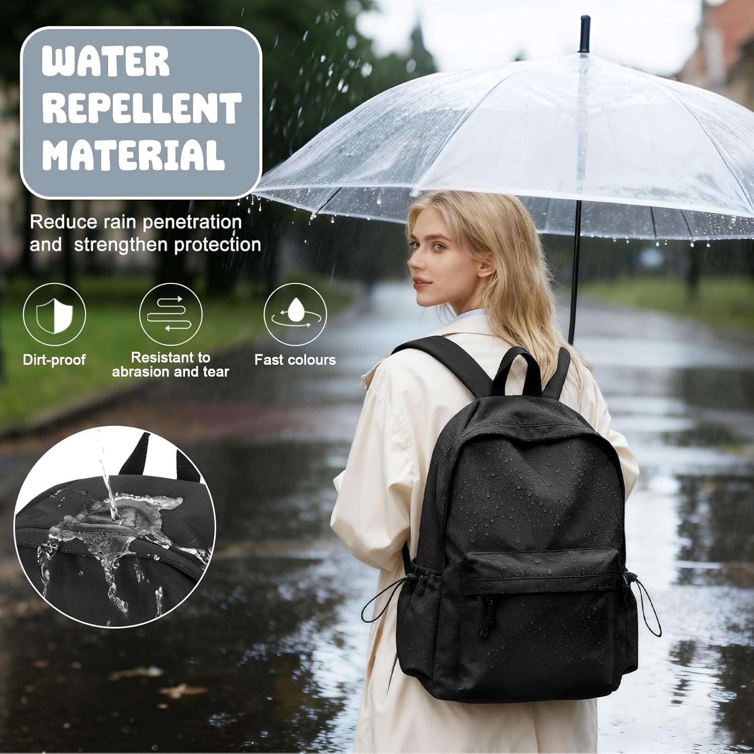 VECAVE School Backpack Black Waterproof Bookbag UK Ubuy