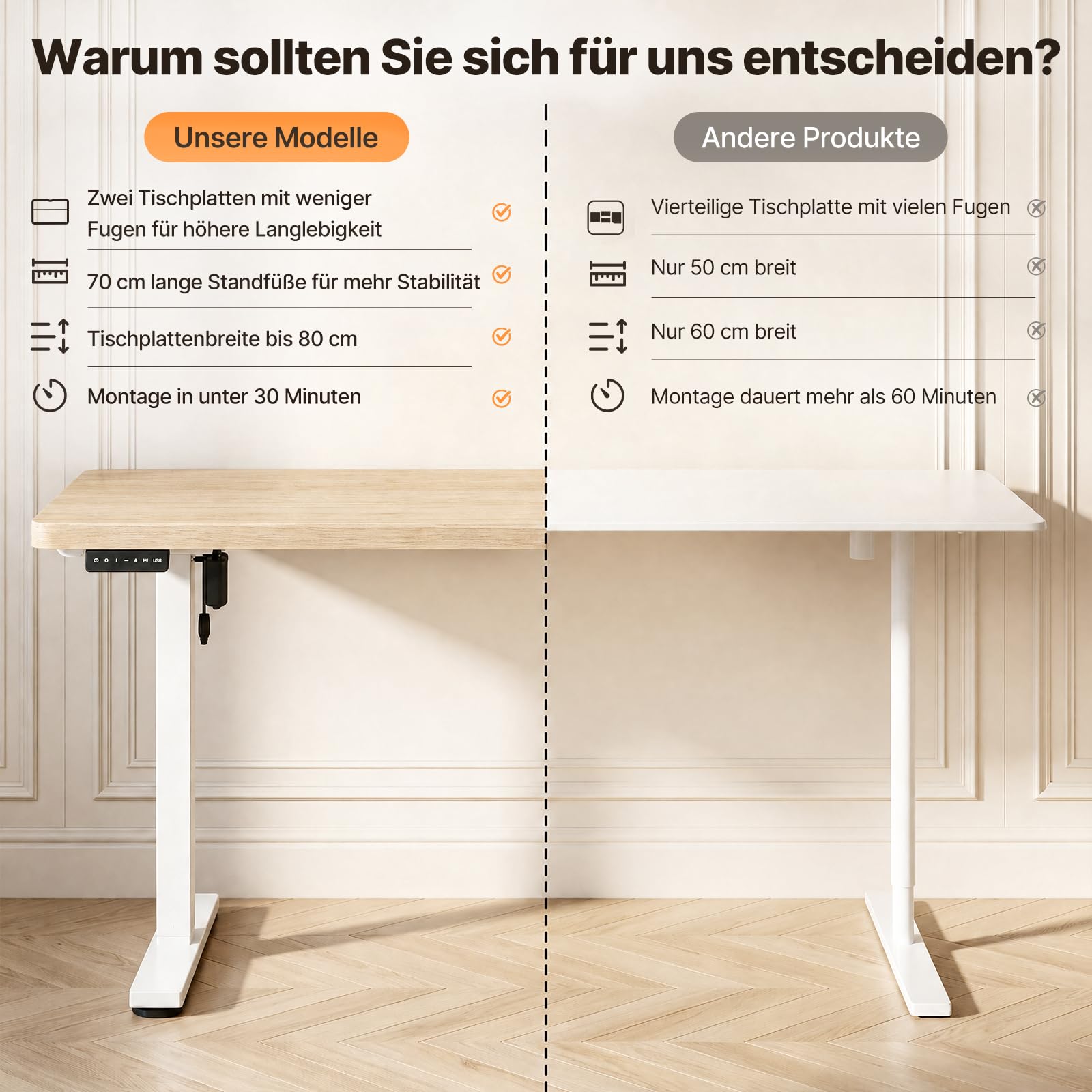 JUMMICO Höhenverstellbarer Schreibtisch 160x80cm mit Kabelwanne | Ergonomischer Bürotisch mit 18 mm Tischplatte mit Automatischer Sitzerinnerung Standing Desk für Homeoffice & Gaming