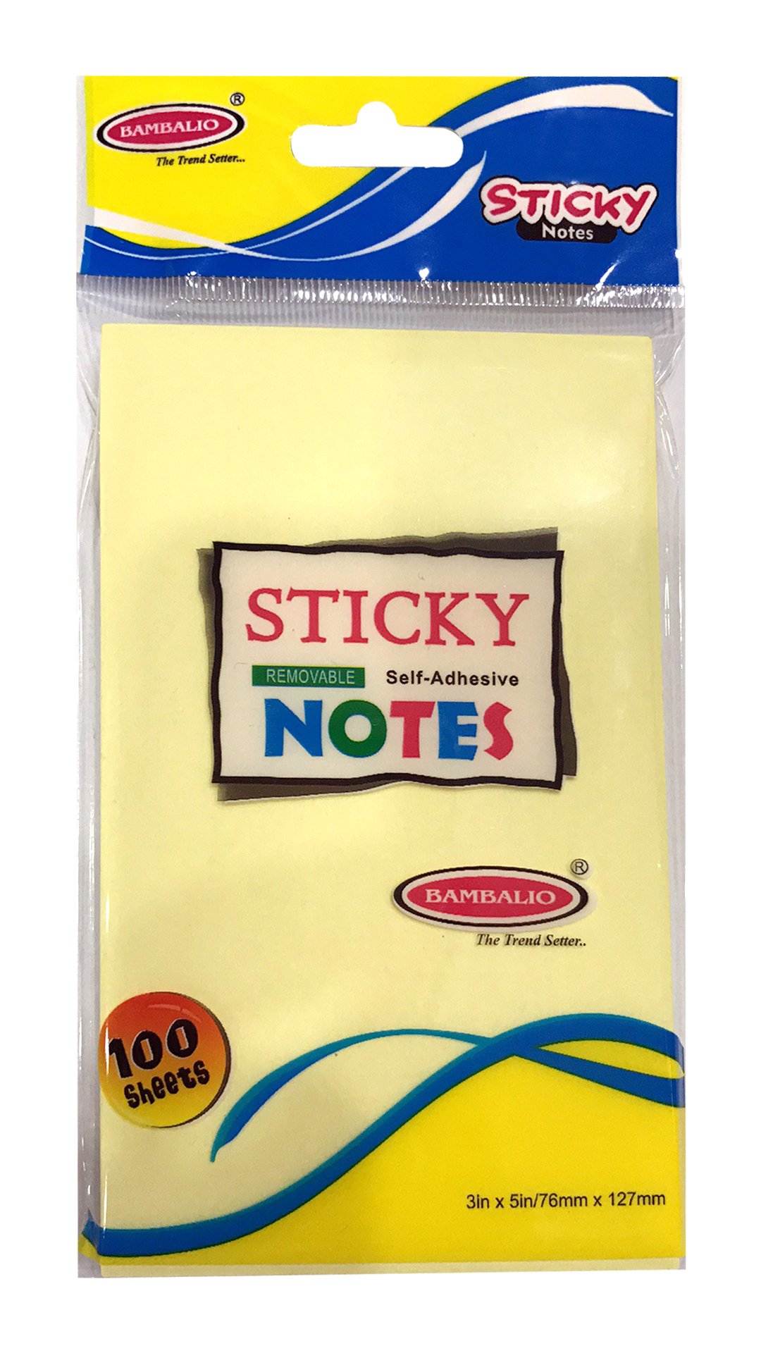 Bambalio BSNS-05 Sticky Note Pad - 3 x 5 inch, 6 Packs of 100 Sheets Each, Yellow