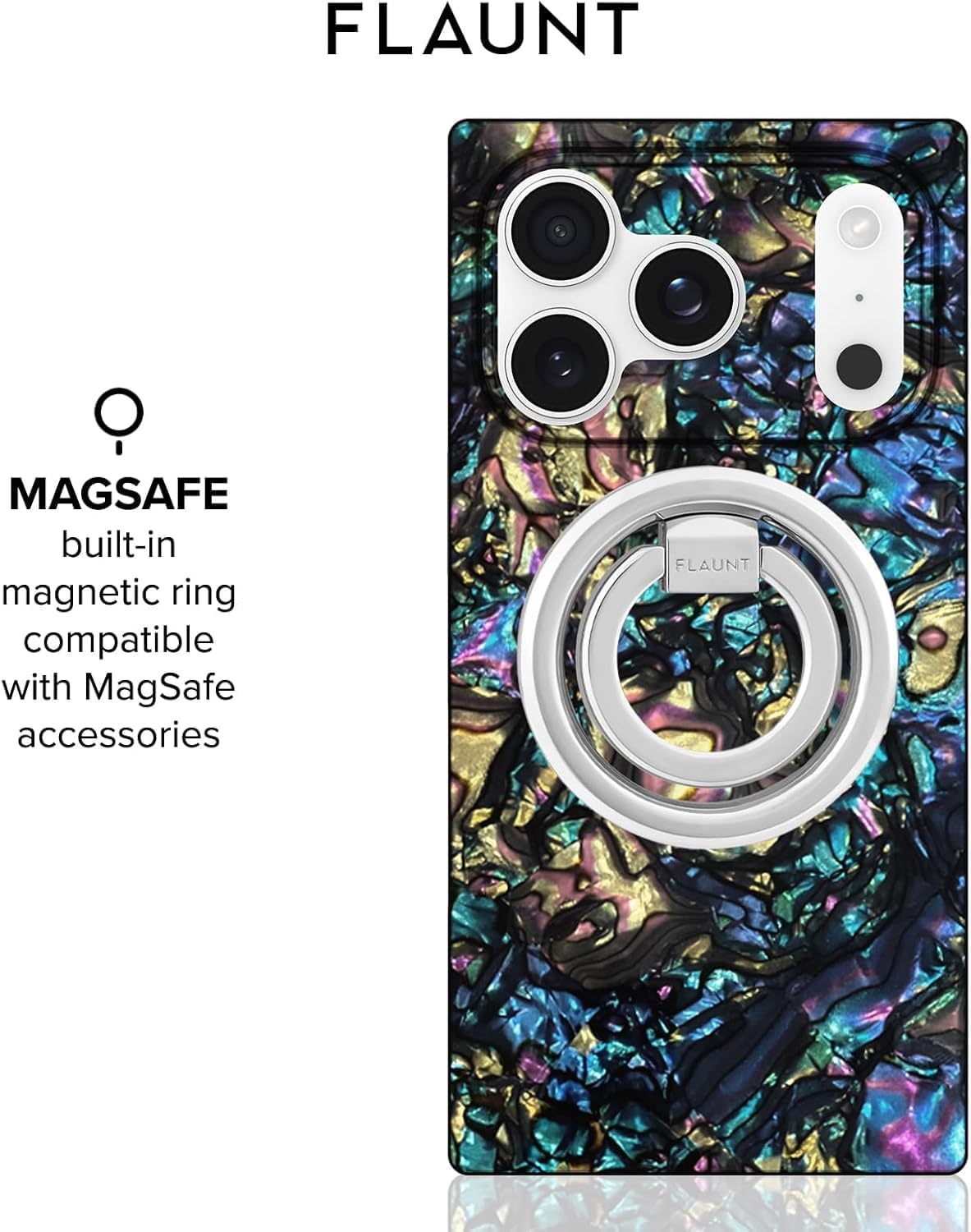 Flaunt Official Square Protective Case - Compatible with iPhone 17 Pro - Compatible with MagSafe & Wireless Charging - Drop-Tested & Shockproof - (Abalone Shell) - Image 5
