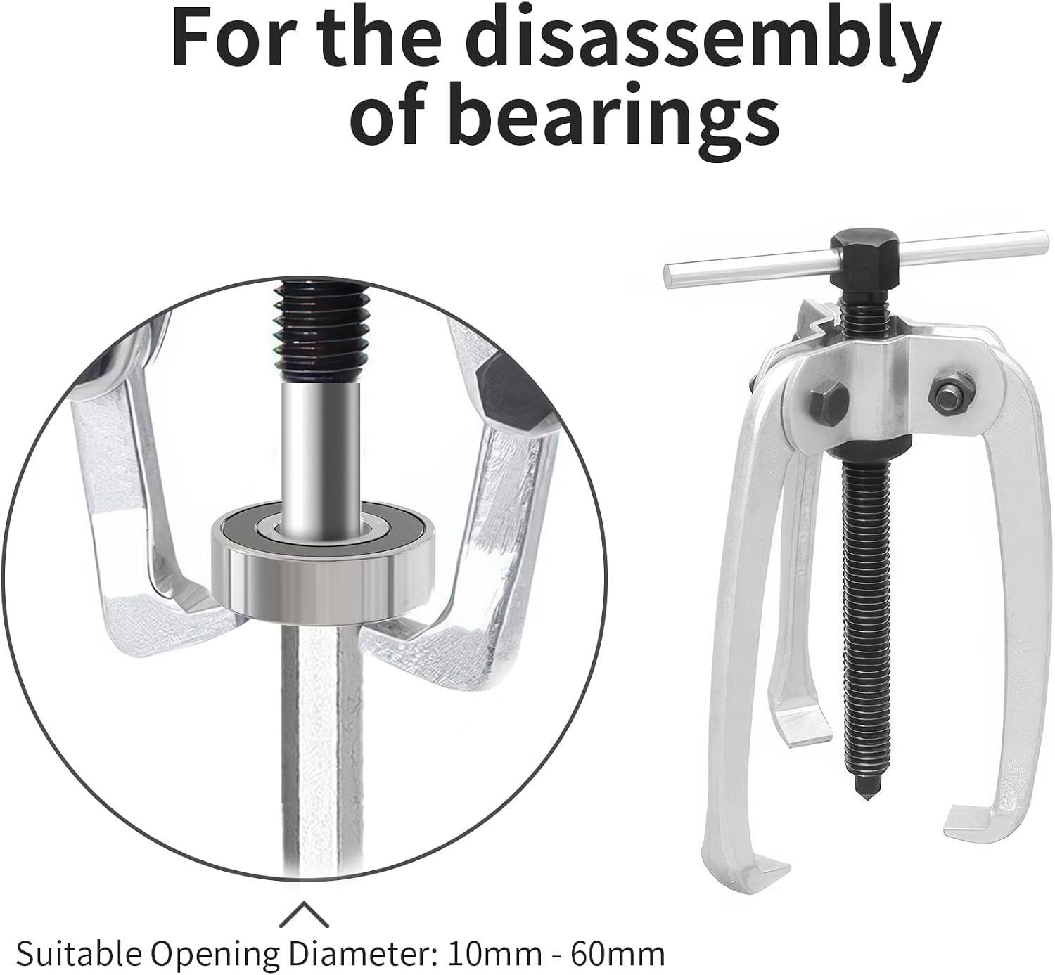 3 Jaw Puller 2.25in/60mm Universal Bearing Gear Pullers Heavy Duty Extractor Tool,High Carbon Steel Puller,Adjuestable Pulley Removal Tool for Bearings/Flywheels/Pulleys Remove