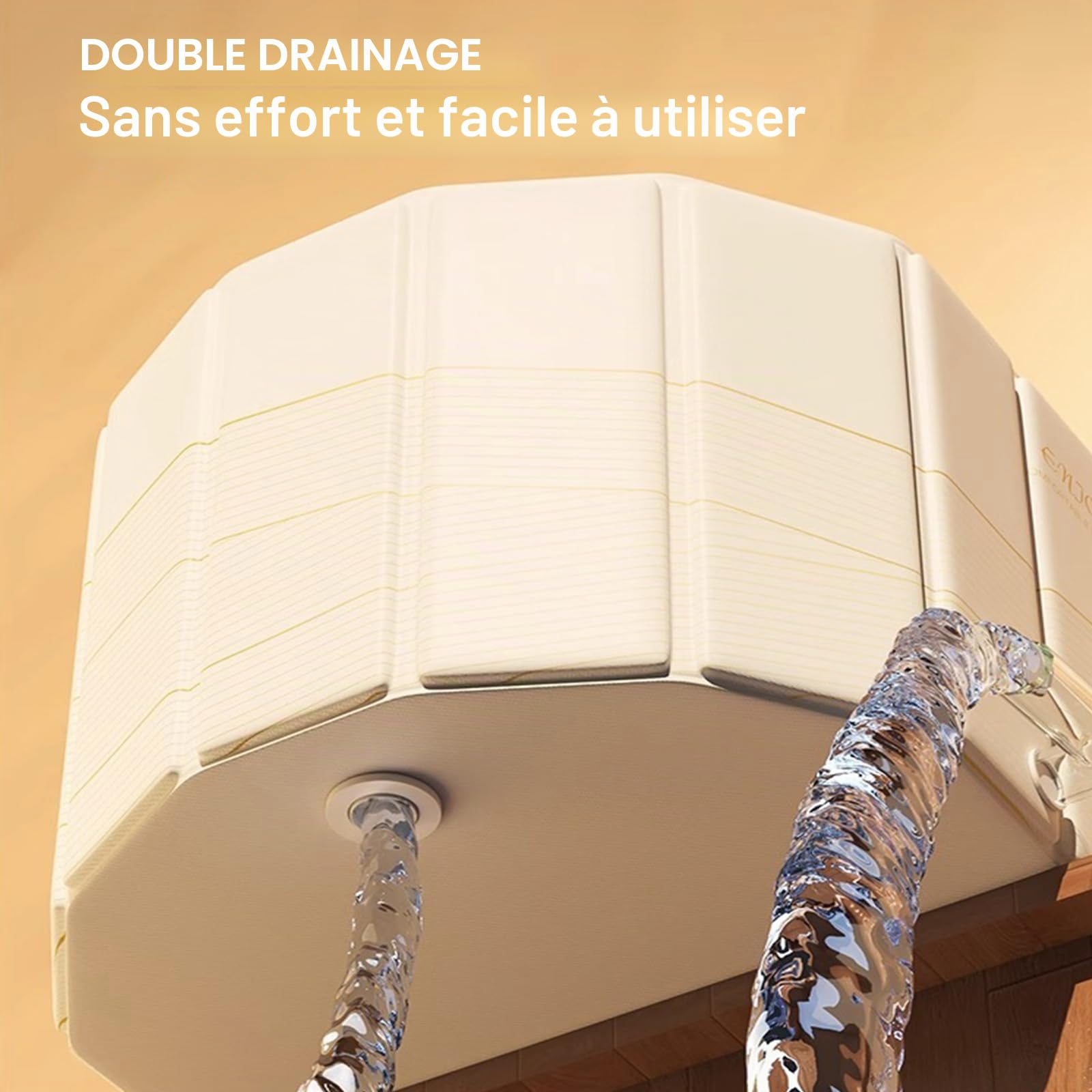 XUDREZ Baignoire Pliante Sauna SPA Bain Aromatique 1-2 Personne Couche Intermédiaire épaissie, Pliable Sans Couvercle, Baignoire Pliante Pour Adultes Et Enfants Bain Glacé Et Chaud 1,5m / 4.92 Ft, OR