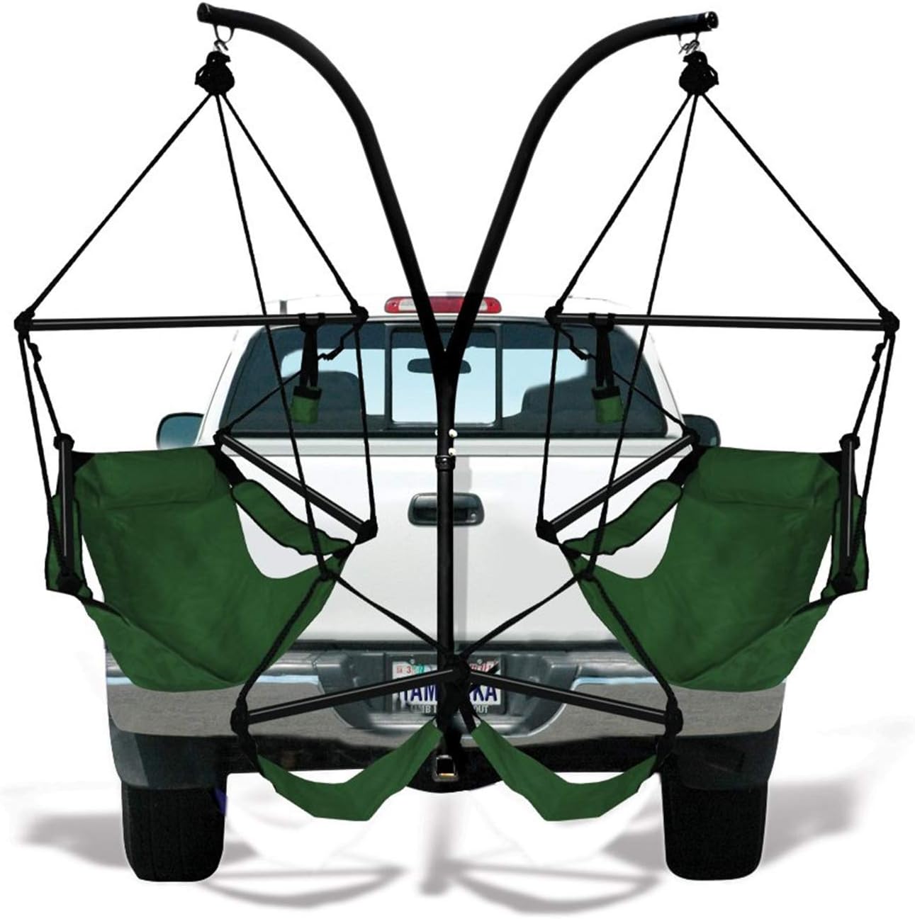 Trailer Hitch Stand and 2 Tan Hammaka Chairs Combo - Aluminum Dowels