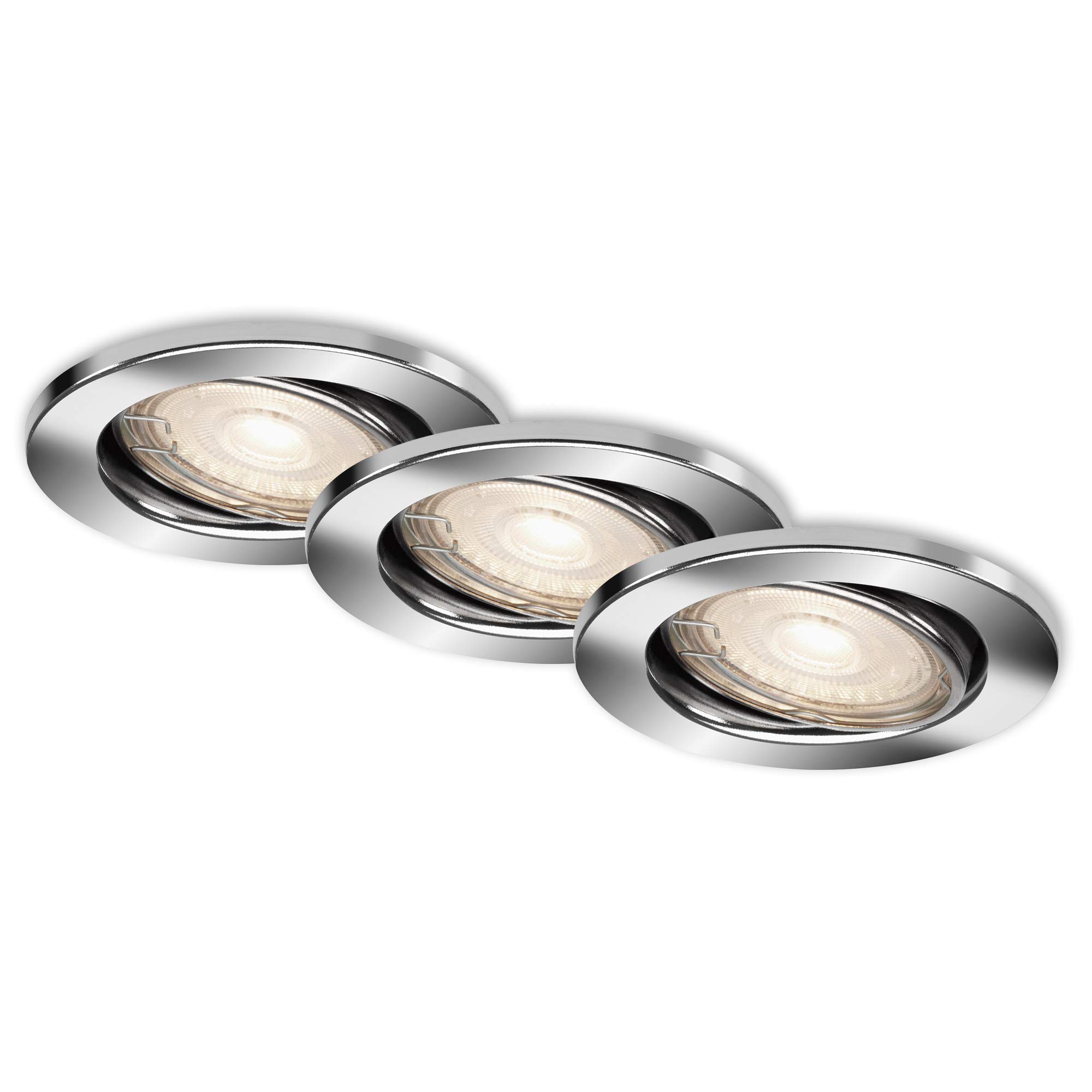 BRILONER LED Einbauleuchten 3er Set – Dimmbare Spots, 5W, Warmweiß, Schwenkbar
