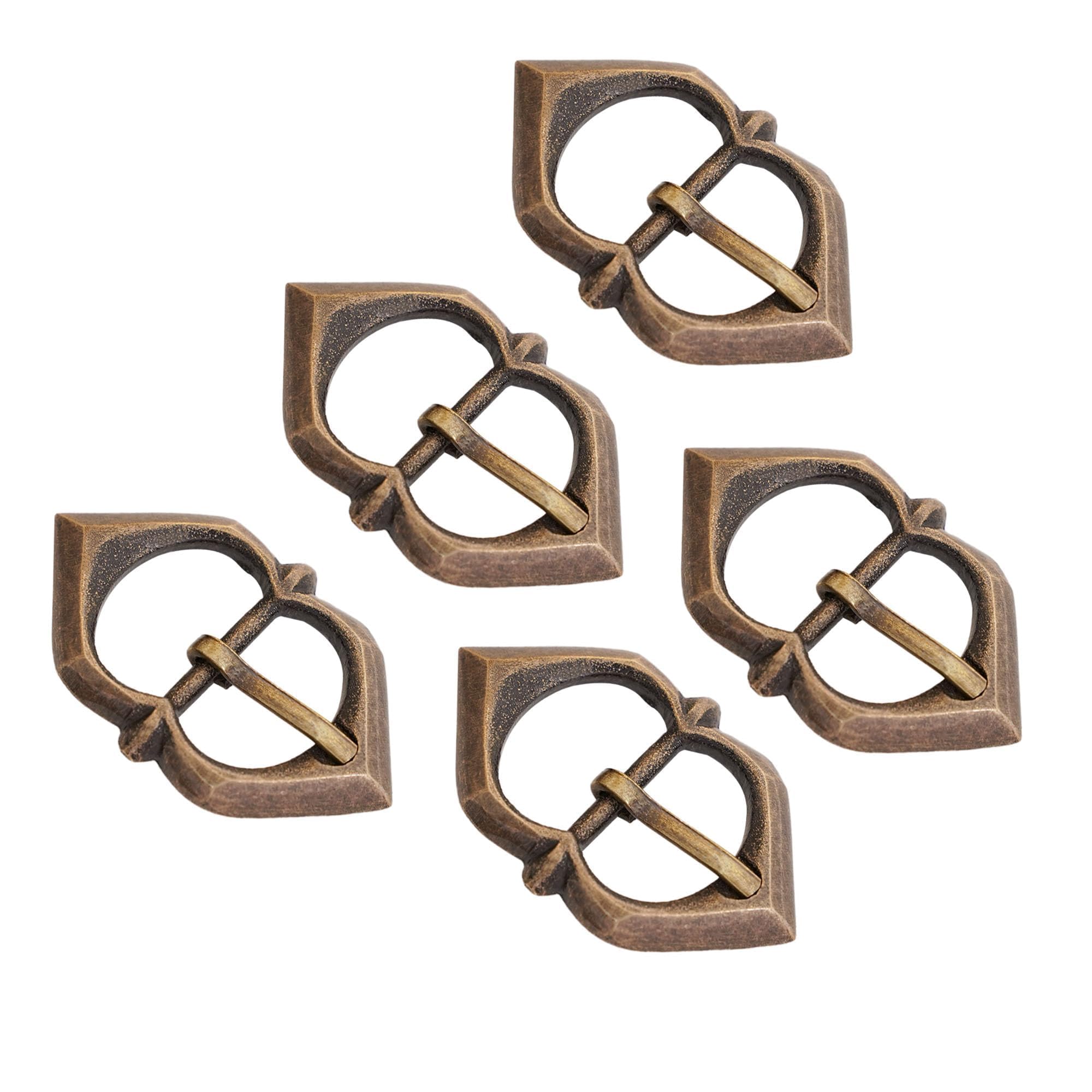 Lord Of Battles Unisex Brass Medieval Historical Buckles | Solid Ideal For Reenactment, Renfair, Sca, Larp (Late Medieval Buckle (Set Of 5))