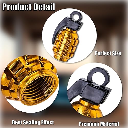 Vista 59 de 4 tapas de vástago de válvula de neumático estilo dado, con anillo de goma O, cubiertas universales de aleación de aluminio a prueba de polvo