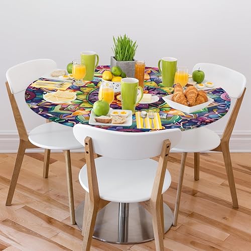 Vista 15 de Cardinal Bird - Mantel redondo ajustable con borde elástico de 36 a 42 pulgadas, mantel redondo elástico, impermeable, lavable, mantel circular