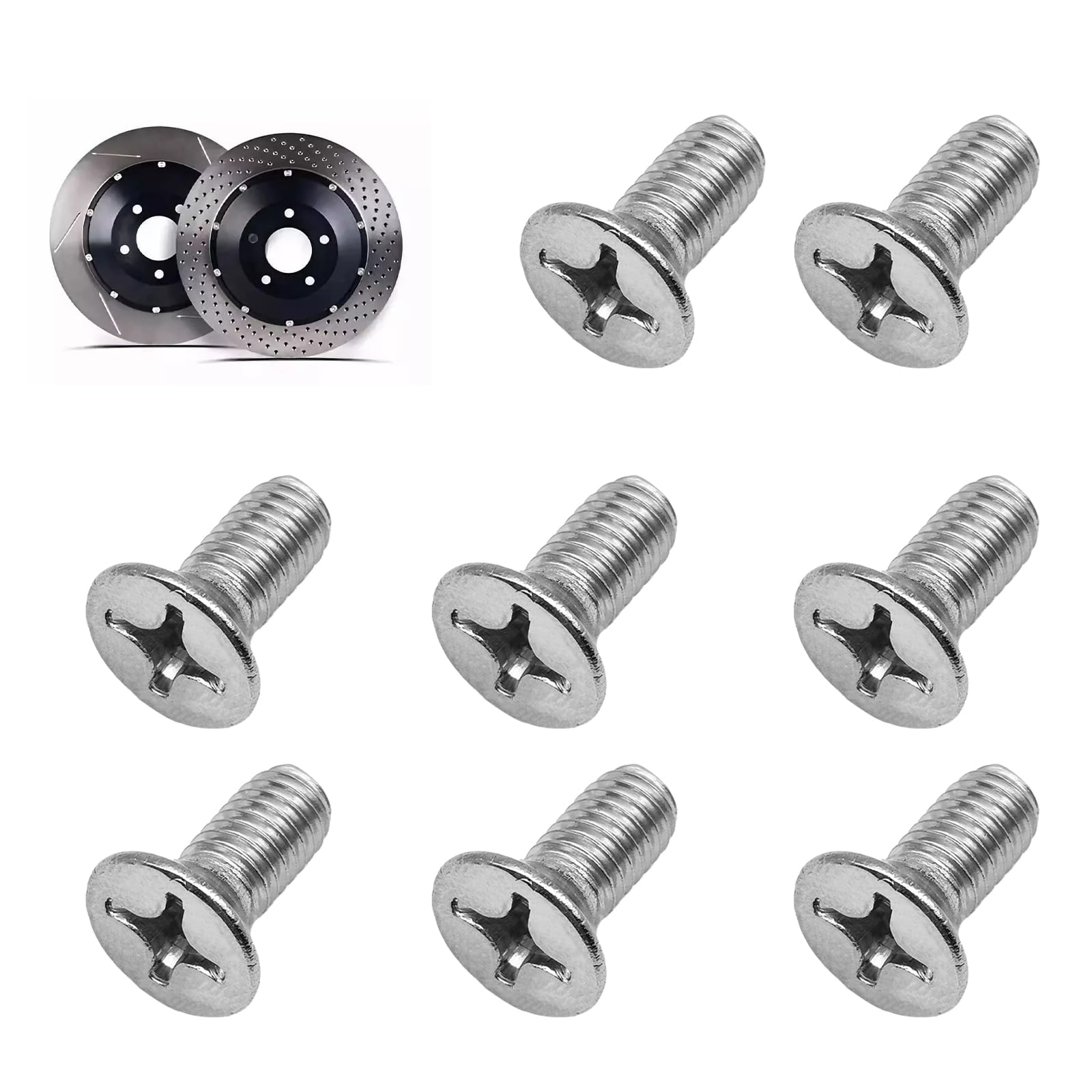 Pleoos Stainless Steel Brake Disc Rotor Screws, Screw Rotor Brake Disc Retaining Compatible With Honda, Acura, Hyundai and Kia Models, Stainless Steel Retaining Screws for Front and Rear (4Pcs)