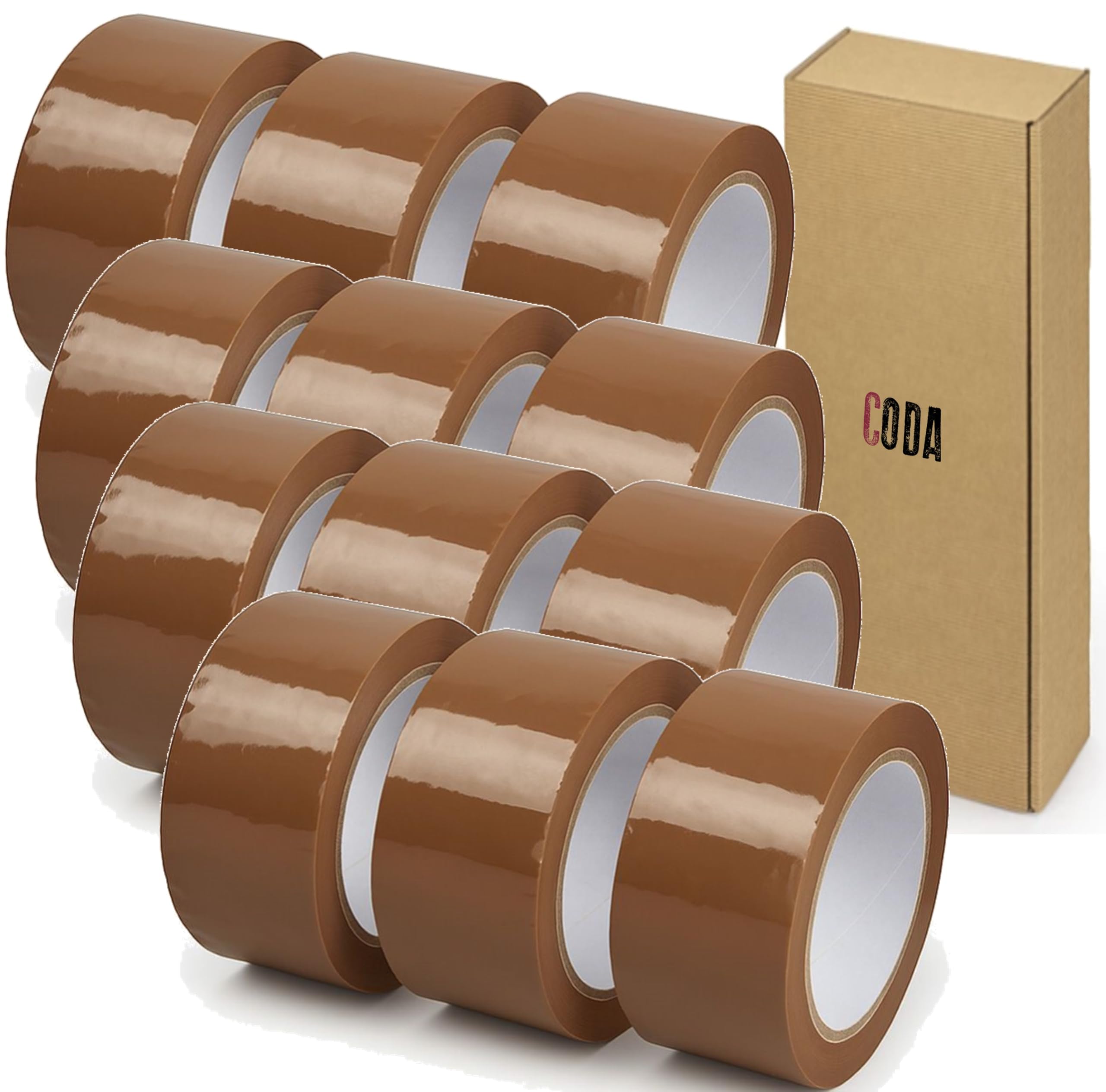36 Cintas Adhesivas XL de 132 m - Envio 24 h - CODA - Precinto Universal para Embalar, Sellar y Empaquetar Resistente al Desgarro y a los Rayos UV - Rollo Precinto Doble Longitud Transparente (36)