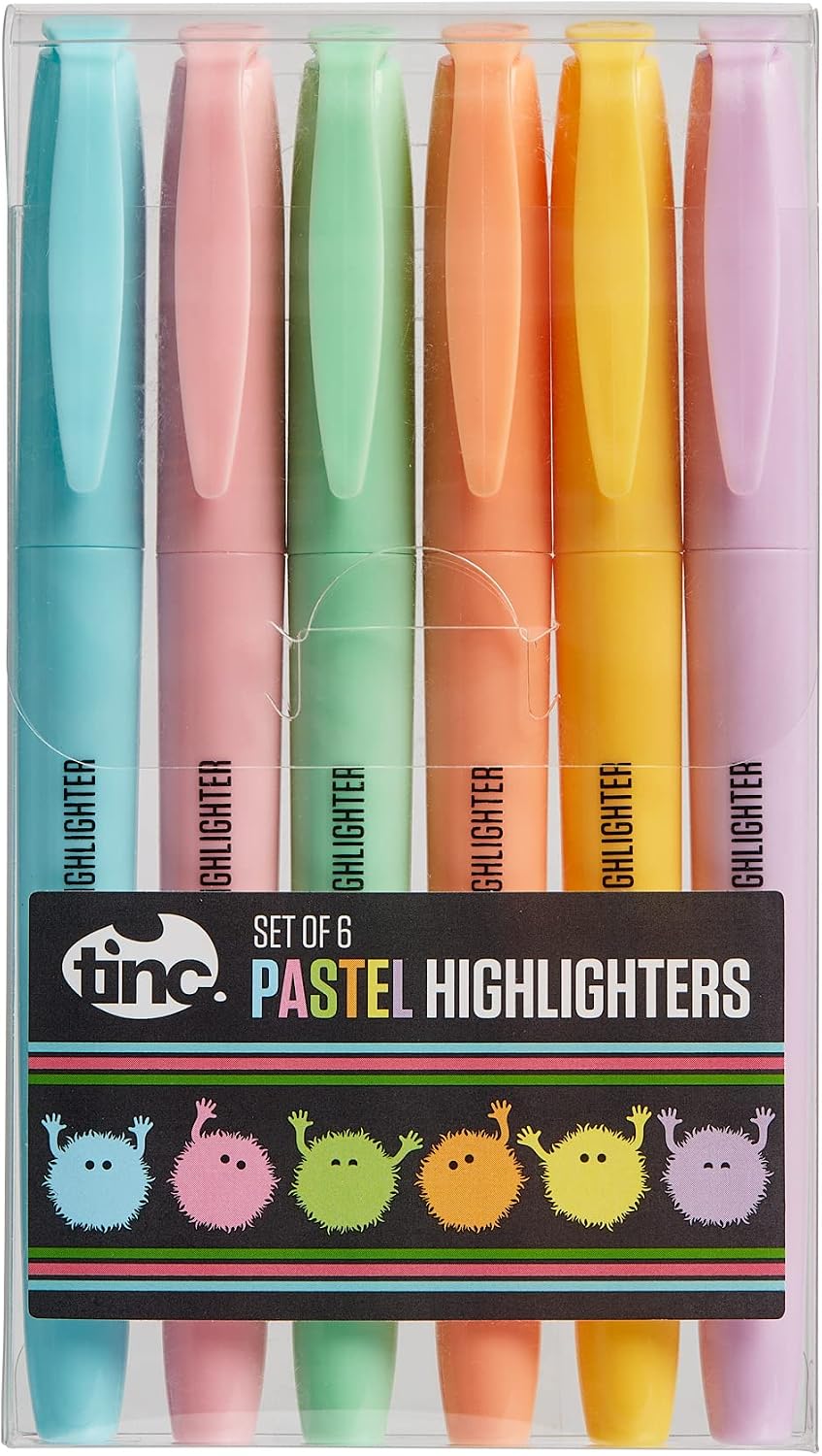 Tinc Pretty Pastel Highlighters Perfect for School & Homework Set of