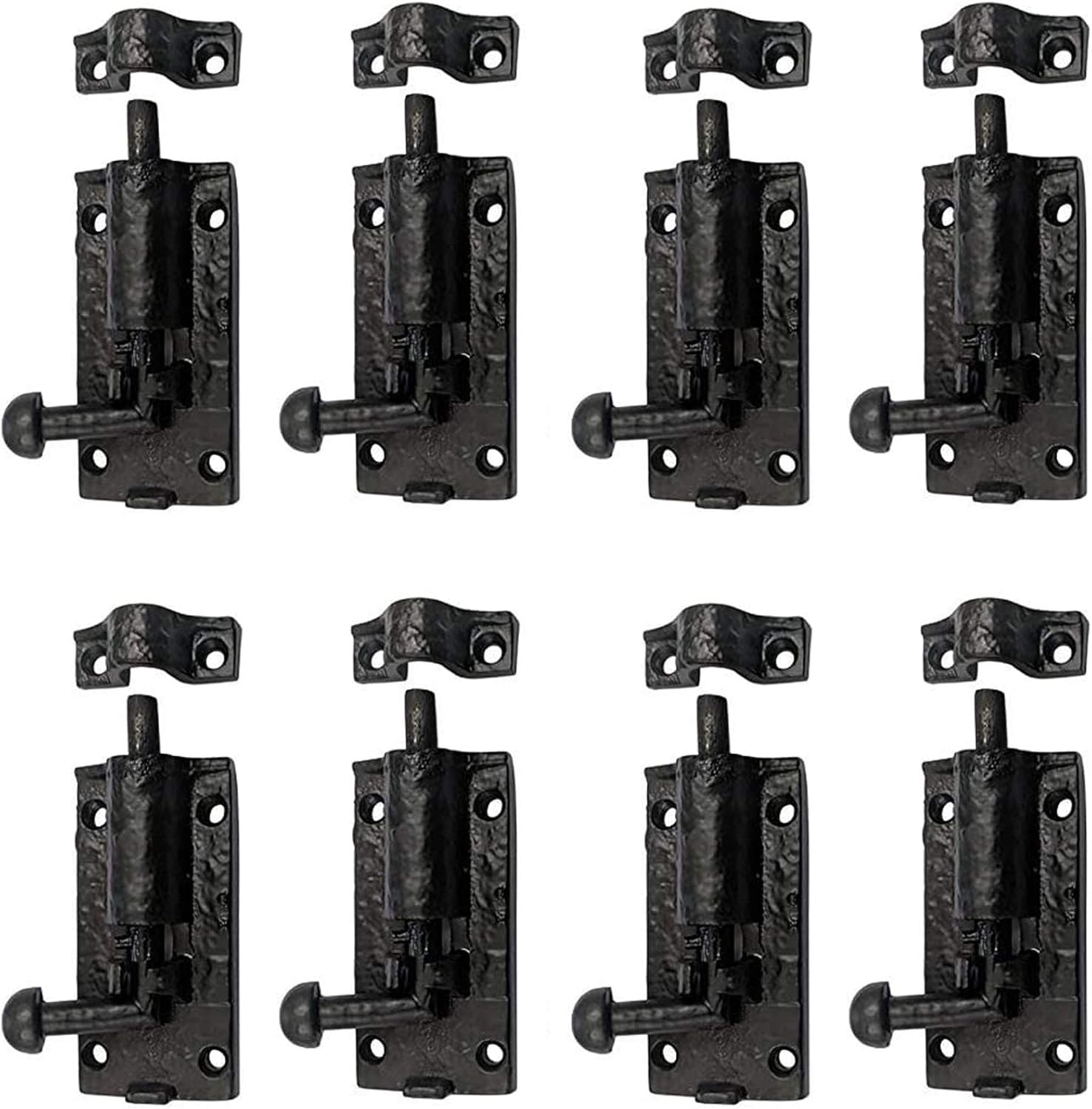 Adonai Hardware Jaala Antique Iron Barrel Bolt (3 inch x 4 Pack, Black Powder Coated)