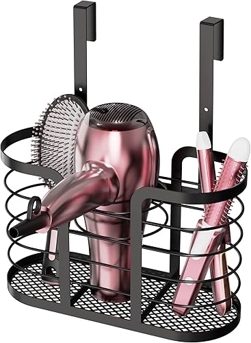 Miniatura 7 de YIGII Soporte para secador de pelo, organizador de herramientas para el cabello, montaje en paredsoporte adhesivo para secadora de pelo, organizador