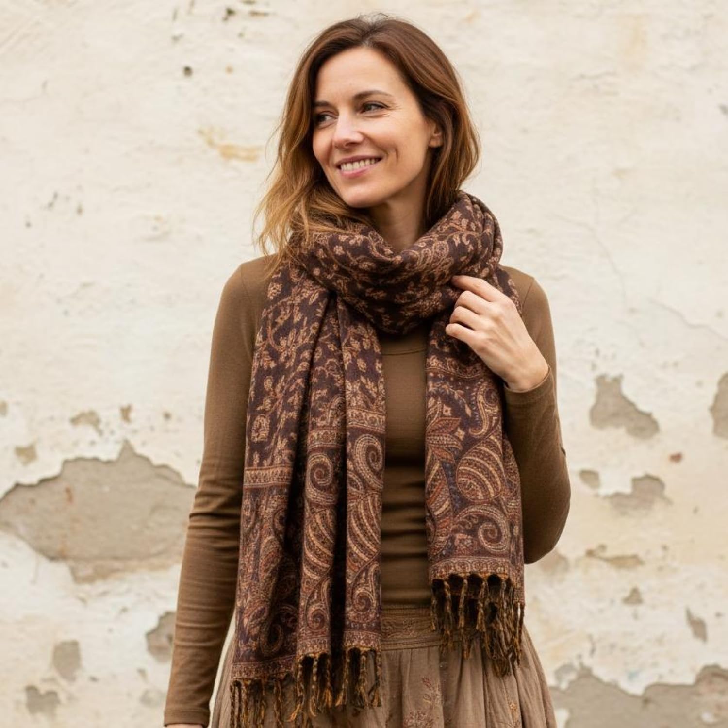 GURU SHOP Weicher Pashmina Schal/Stola mit Paisley Muster, Herren/Damen