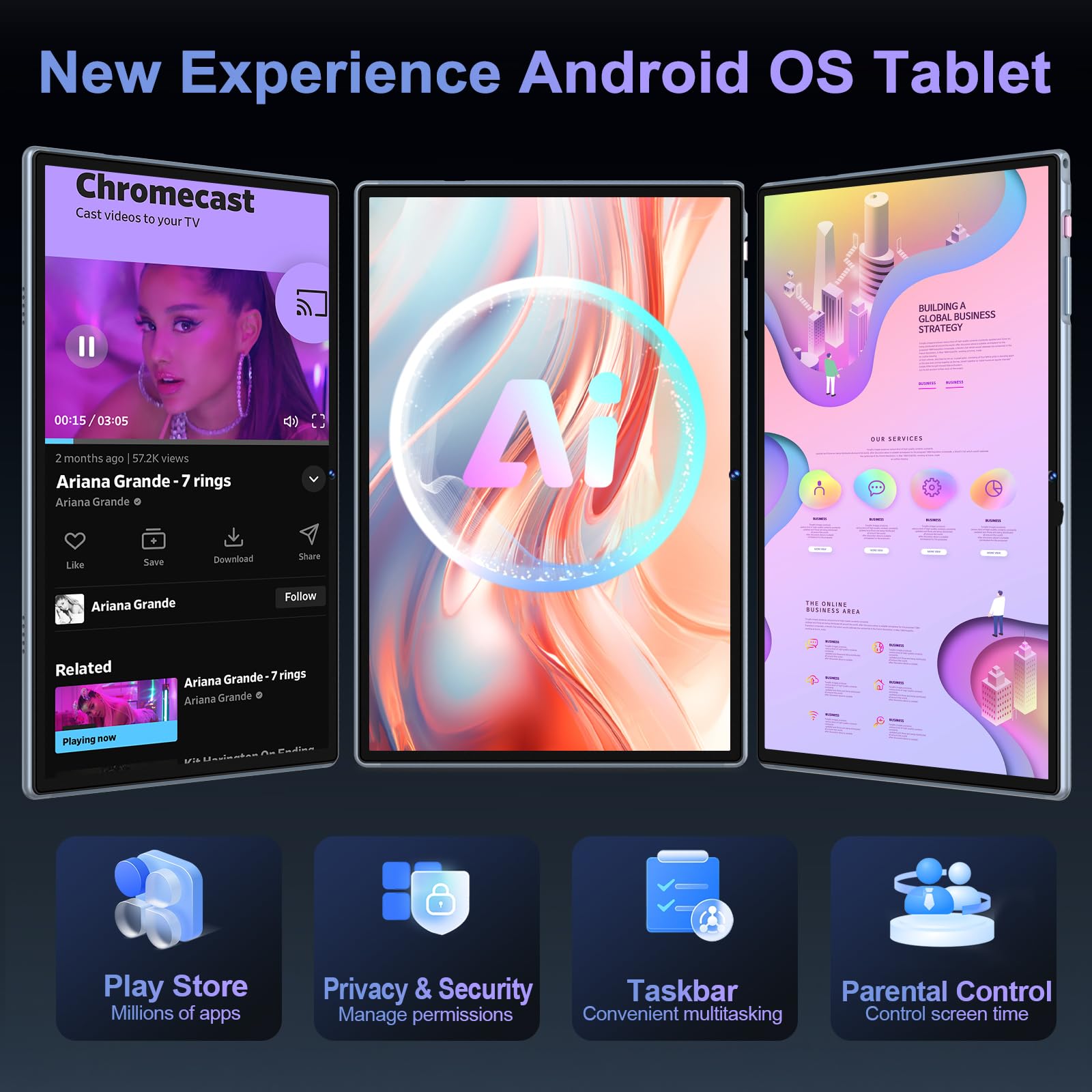 Último Tablet Gemini AI Android, Tablet 10 Pulgadas, 22GB+128GB/TF 1TB, Octa-Core 2.0GHz, 5G WiFi, Bluetooth5.0, 8000mAh Batería, 8MP+5MP, Widevine L1, GPS, Tablet con Funda, Teclado y Ratón - Gris