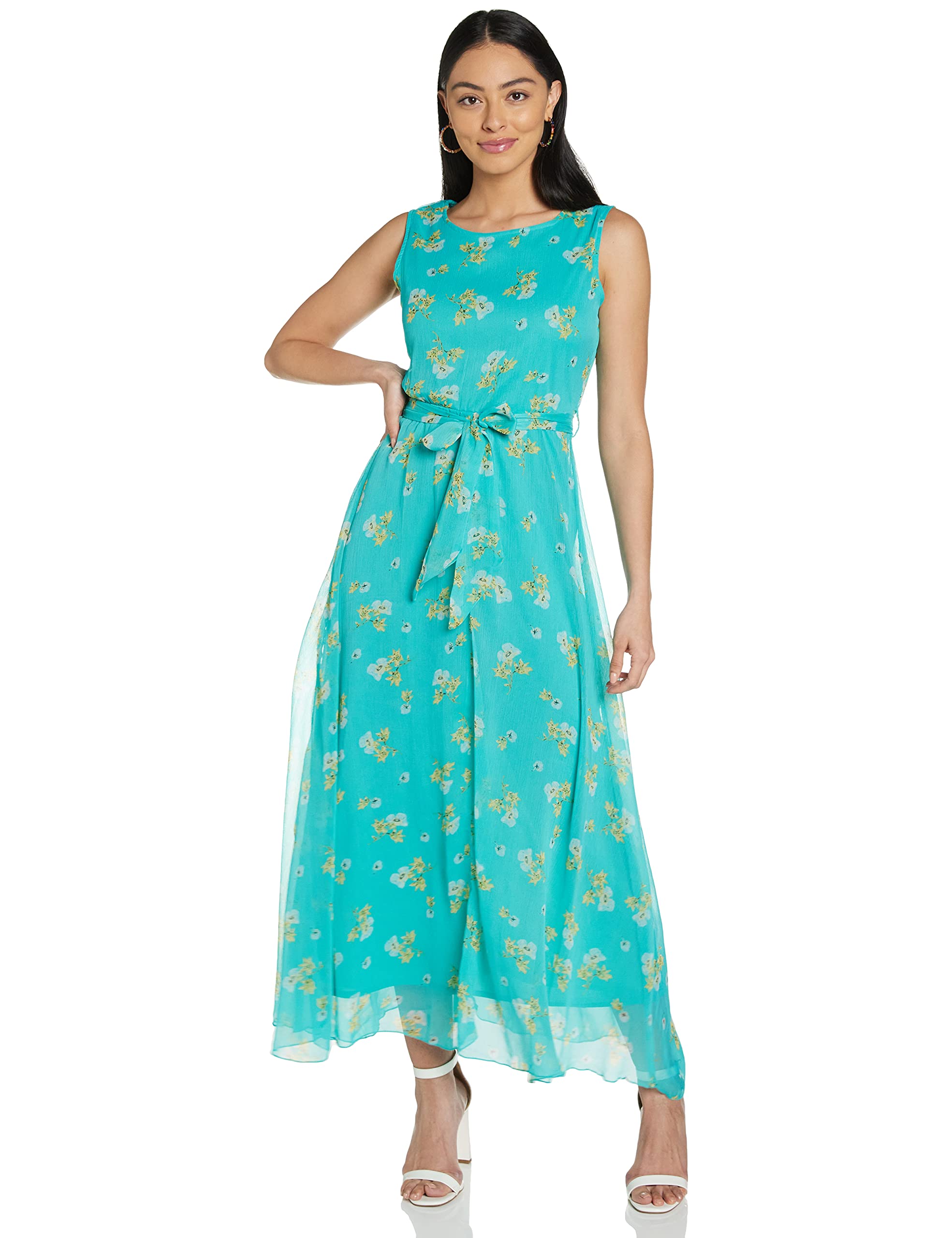styleville.inPolyester Fit And Flare Casual Dress (SDRFN501329_Blue_Medium)