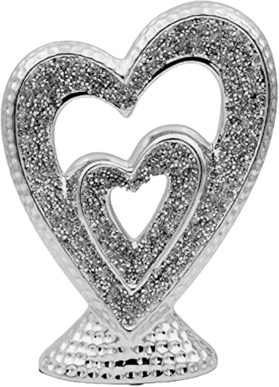 Crushed Diamond Double Heart Square Base Beautiful Decorative Shelf Ornament Sparkle Bling (1, Heart 11)