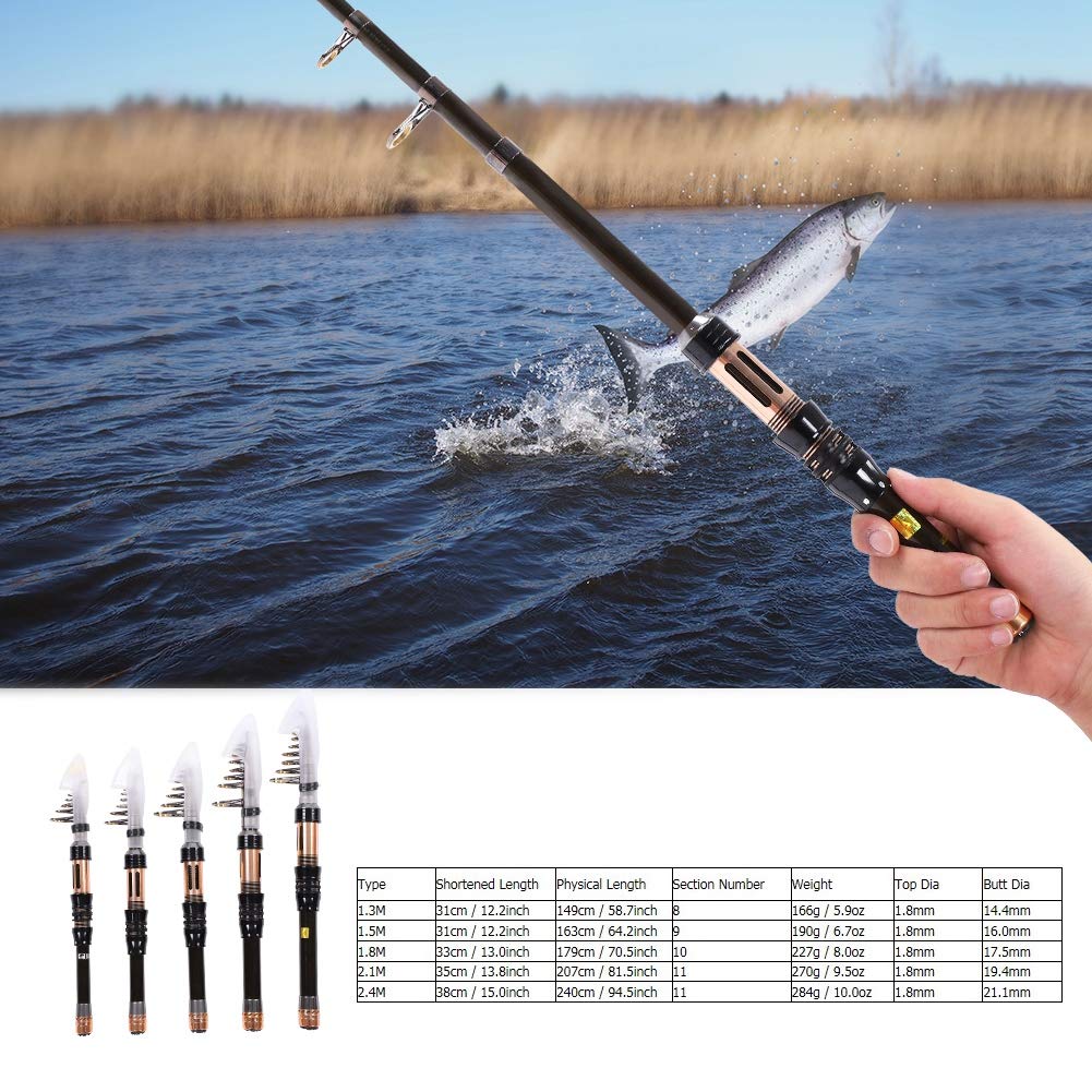 Dioche Wędka teleskopowa, Protable Carbon ultra krótka sekcja Mini Sea Fishing Pole