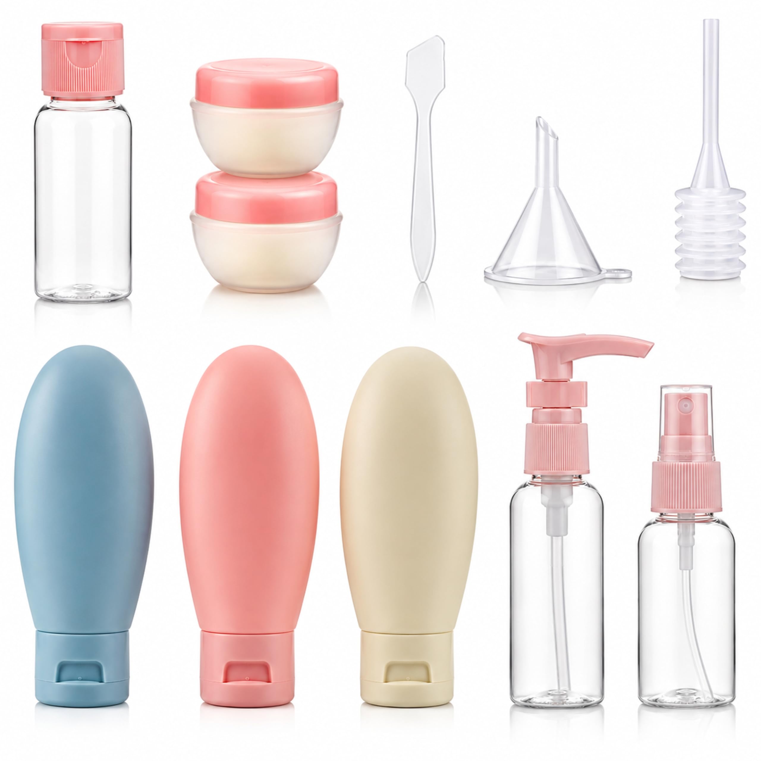 11 PCS Travel Bottles Set – Leak Proof Refillable Silicone Toiletry Containers for Shampoo Lotion Cream Cosmetic Makeup with Transparent Travel Organizer Pouch-image-15