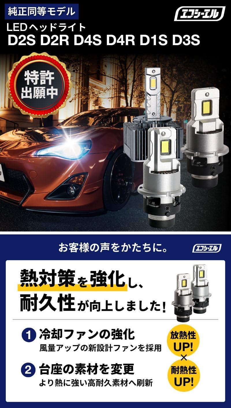 fcl.(エフシーエル) HIR2 LEDヘッドライト 6000K 4800lm 車検対応 71QwW4AOQkL._AC_UF350,