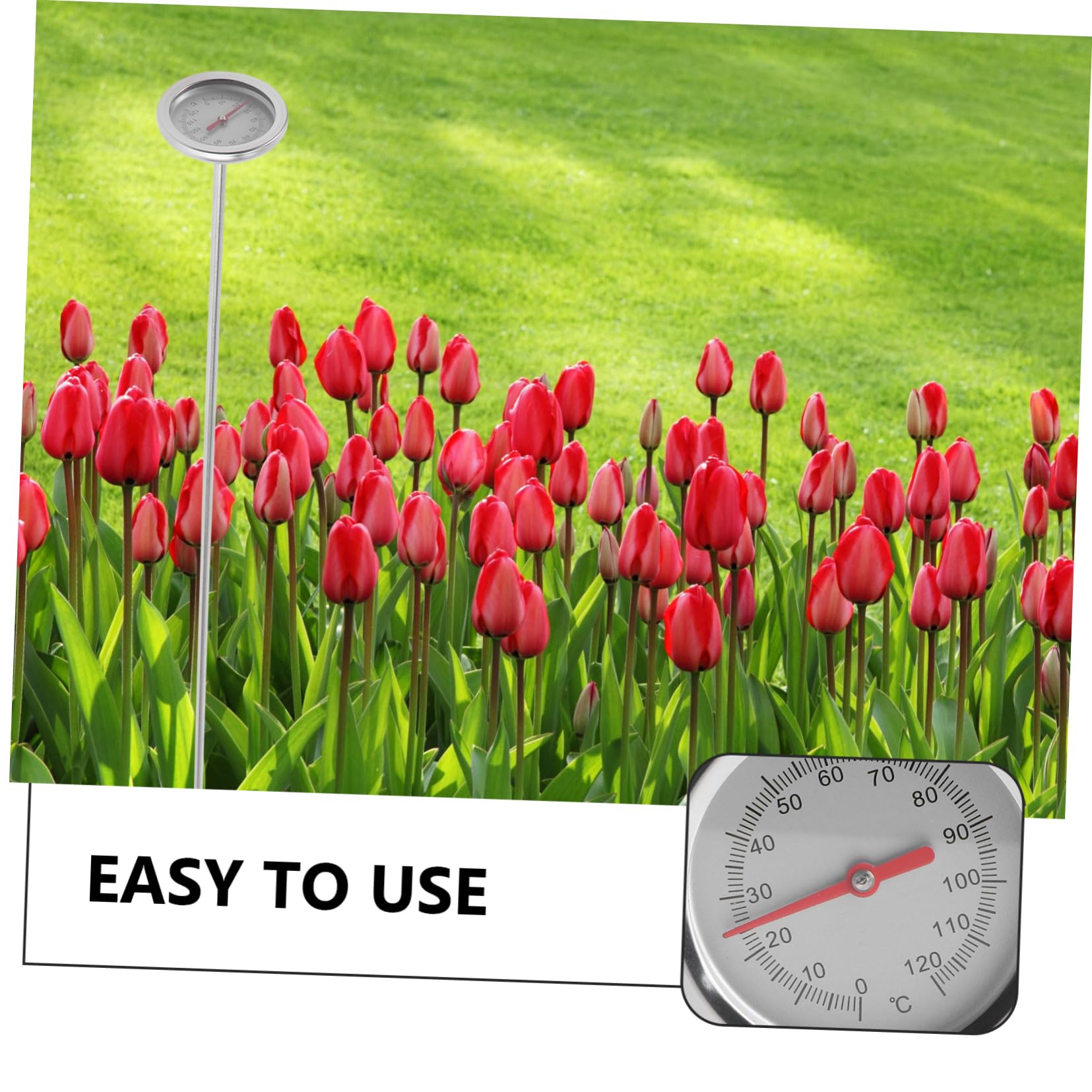 POPETPOP 2 Pièces Thermomètre à Compost Thermomètre à Broche Détecteur à Induction De Température du Sol Accessoires Acier Inoxydable