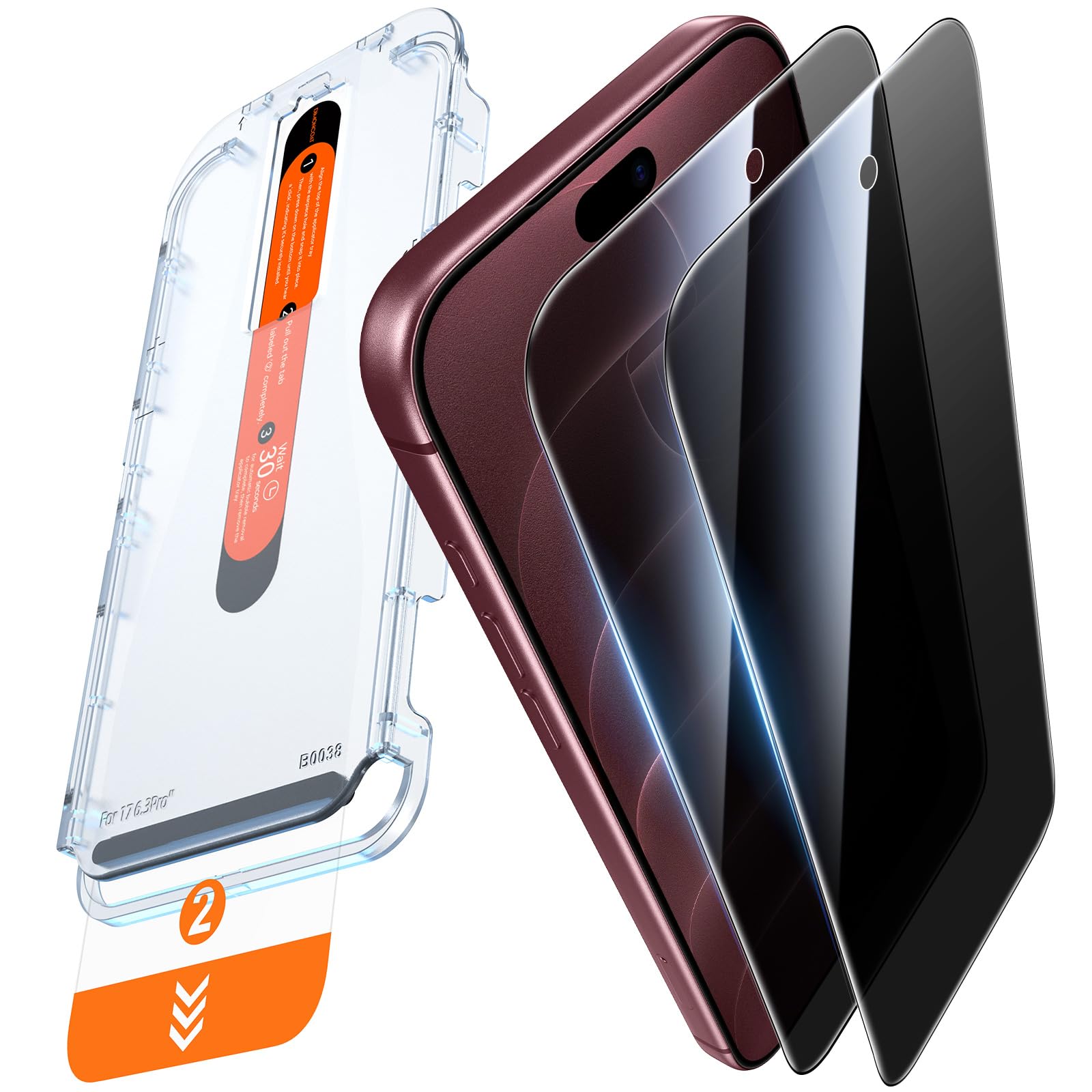 DIMONCOAT für iPhone 18 Pro Max für Sichtschutz Panzerglas TOP 9H+, 2 Stück