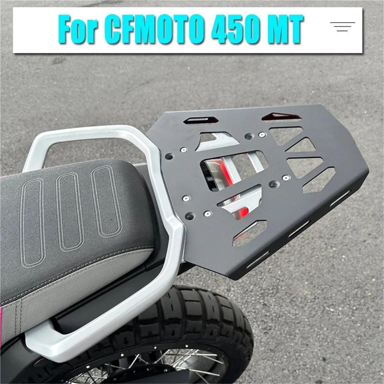 Półka na bagaż motocyklowy Tylny bagażnik motocyklowy, górny, uchwyt skrzyni, pasuje do CFMOTO 450 MT