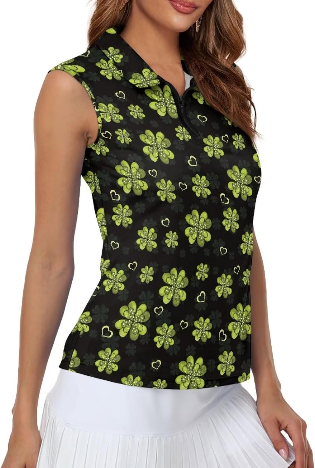 Suobstales Womens Golf Shirt Sleeveless Zip Up Polo Shirts for Women Lightweight Collared Tennis Shirs Athletic Tank Top - Image 4