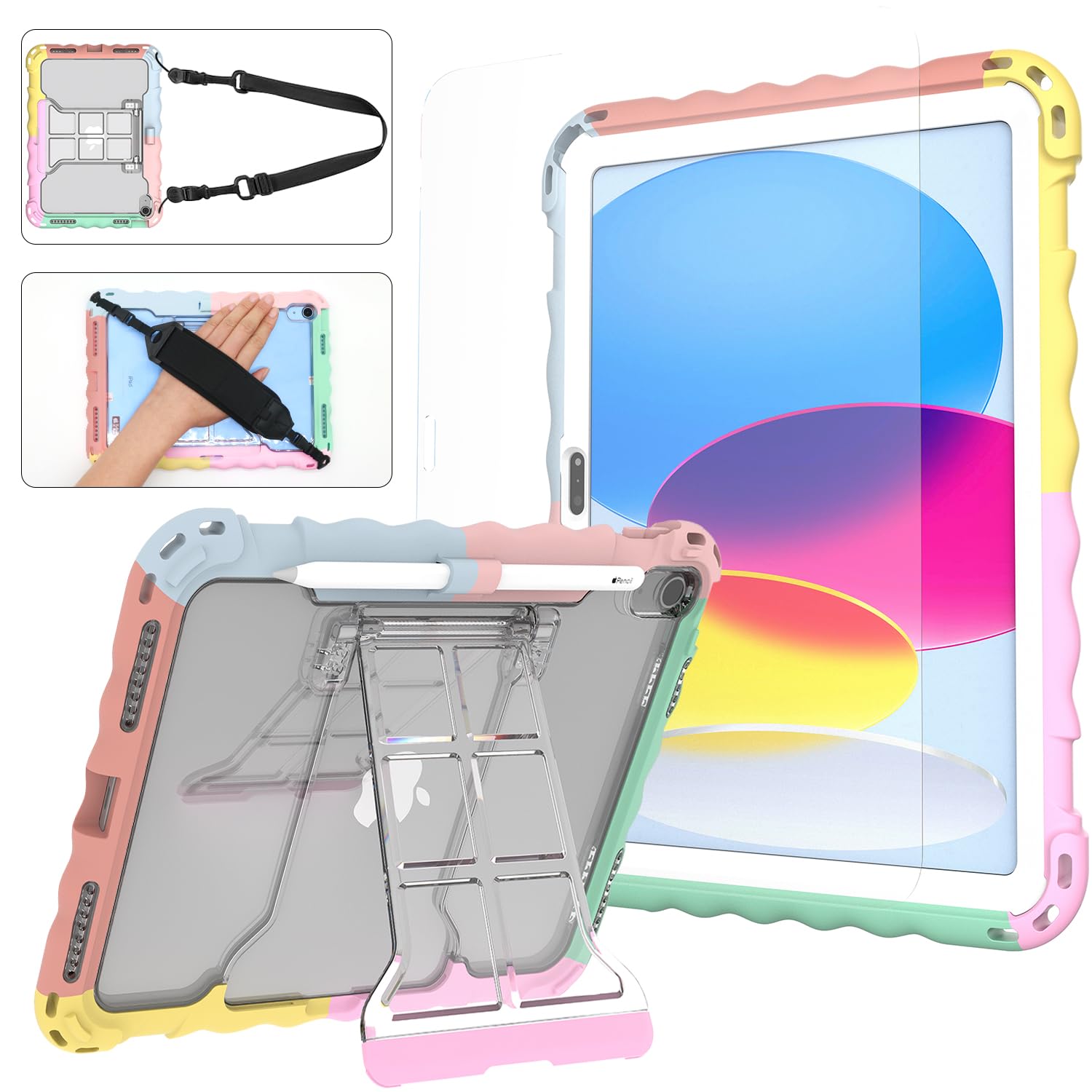 iPad (A16) 11th Generation 2025 11-inch/10th Generation 2022 10.9-inch Protective Case Silicone Shockproof Case with Screen Protector, Pencil Storage