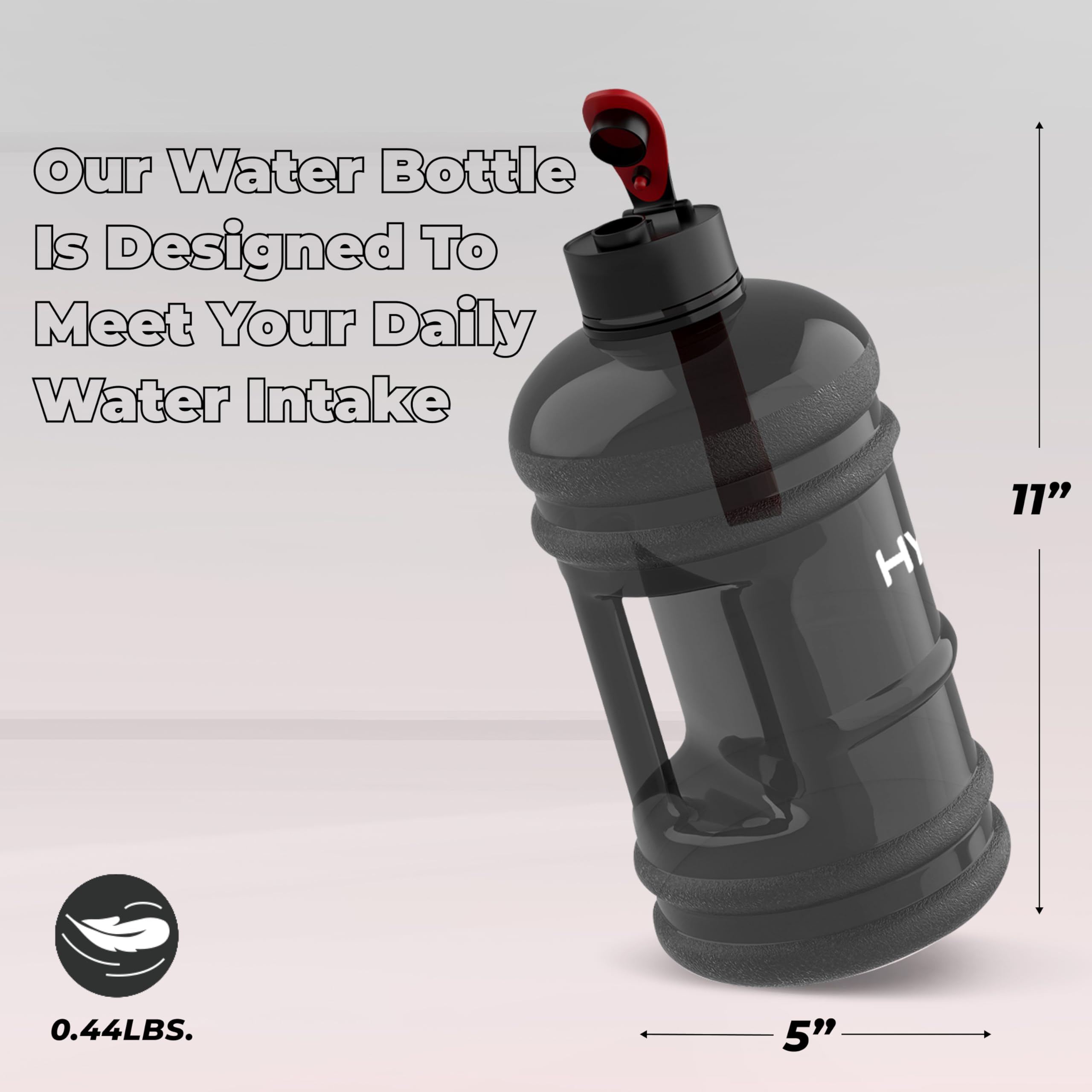 HYDRATE XL Bouteille d'eau 2,2 L - Bouteille de Gym Avec Sangles de Transport - Gourde Fitness - Sans BPA, Pop-up Bouchon - pour le Sport, le Yoga et les Activités de
